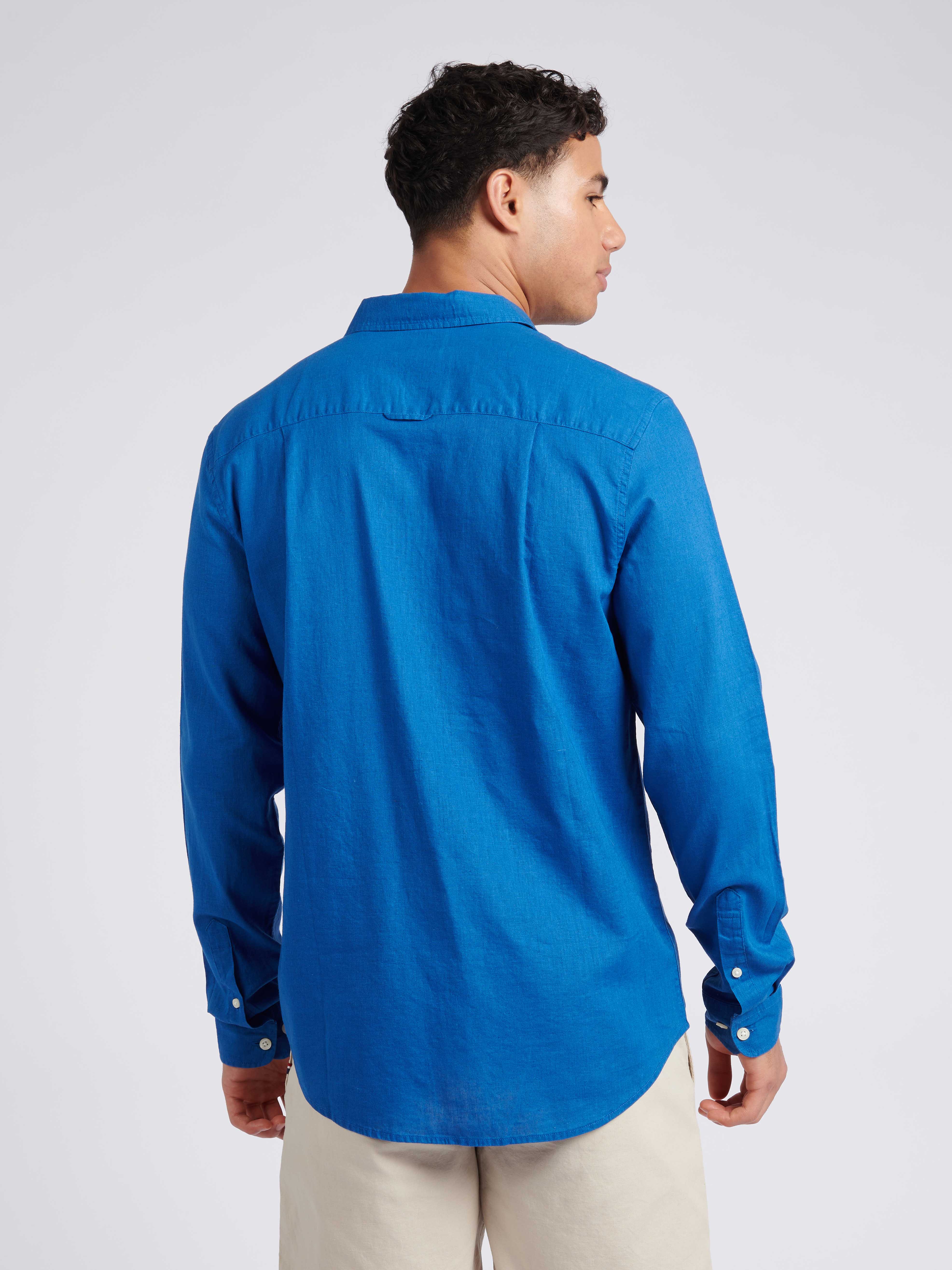 Mens Linen Blend Shirt Deja Vu Blue - Image 4