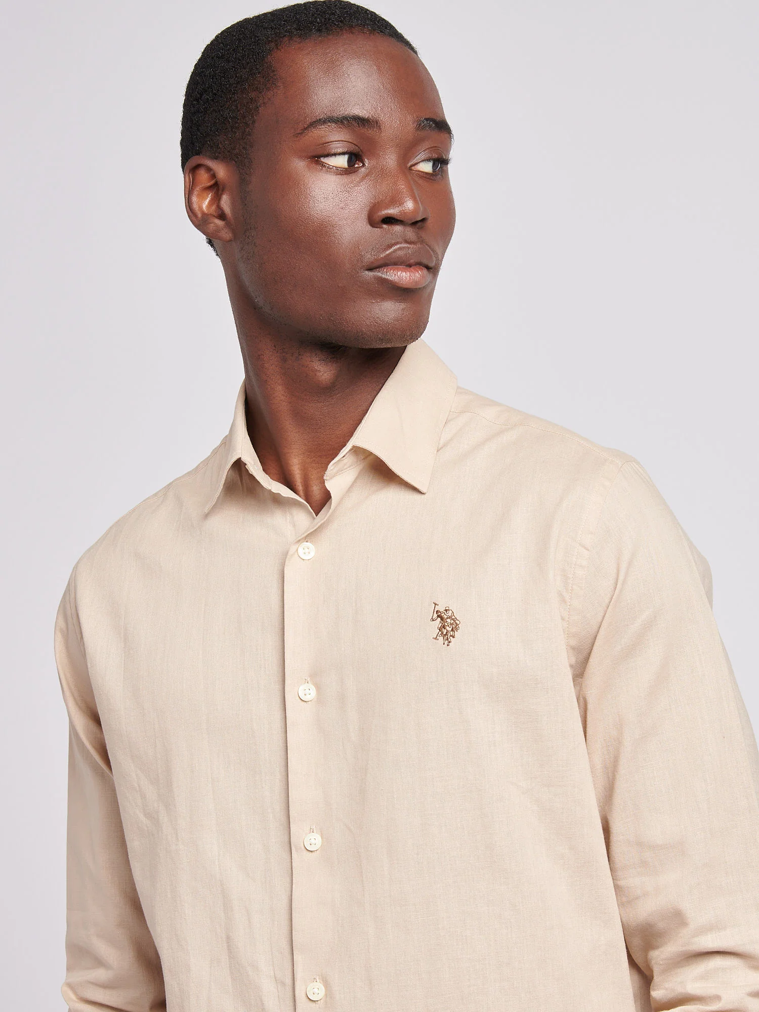 Mens Linen Blend Shirt Doeskin - Image 2