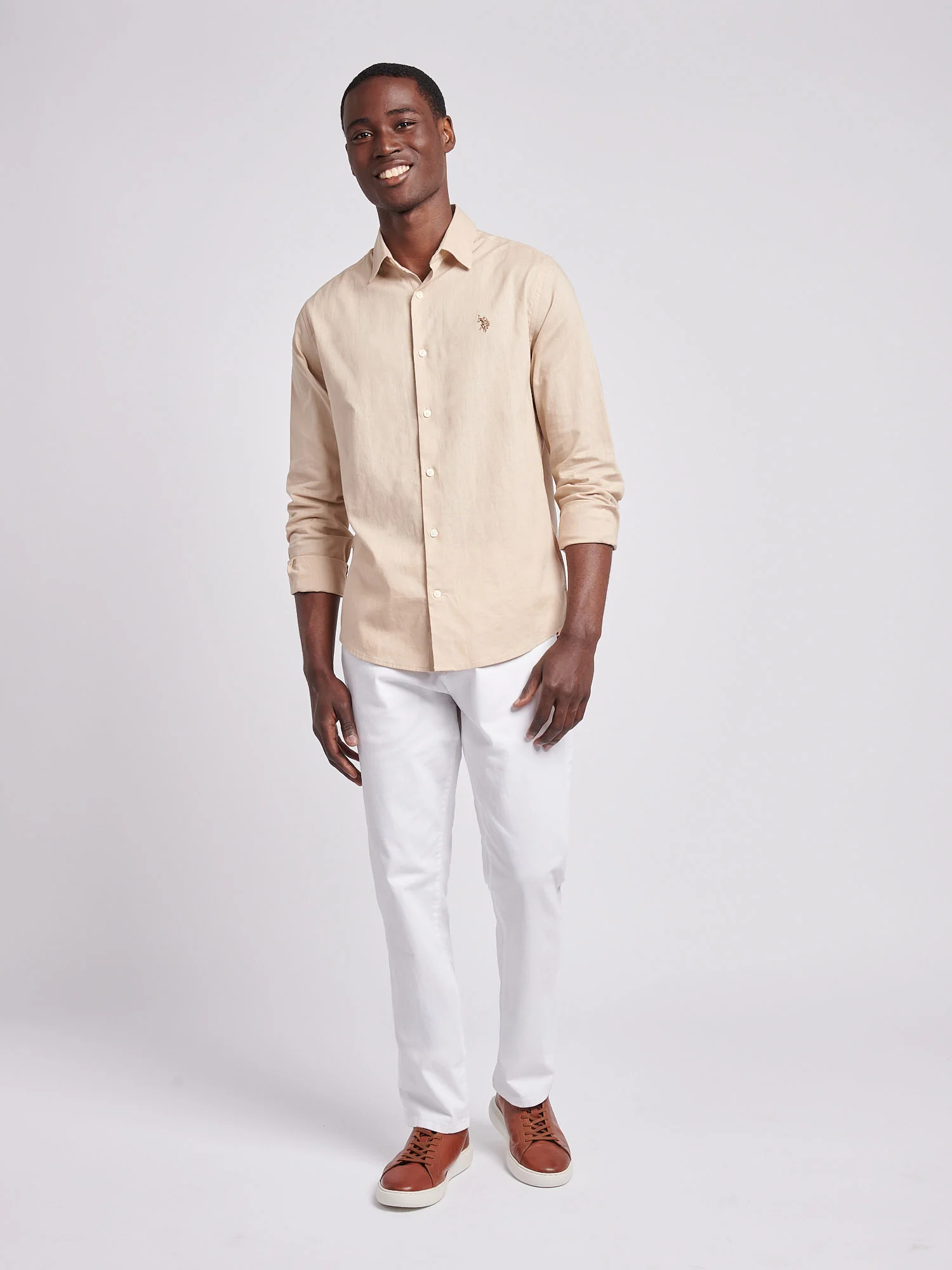 Mens Linen Blend Shirt Doeskin - Image 3