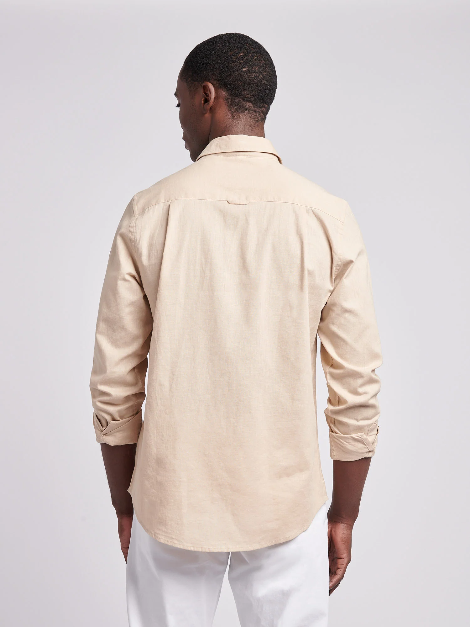 Mens Linen Blend Shirt Doeskin - Image 4