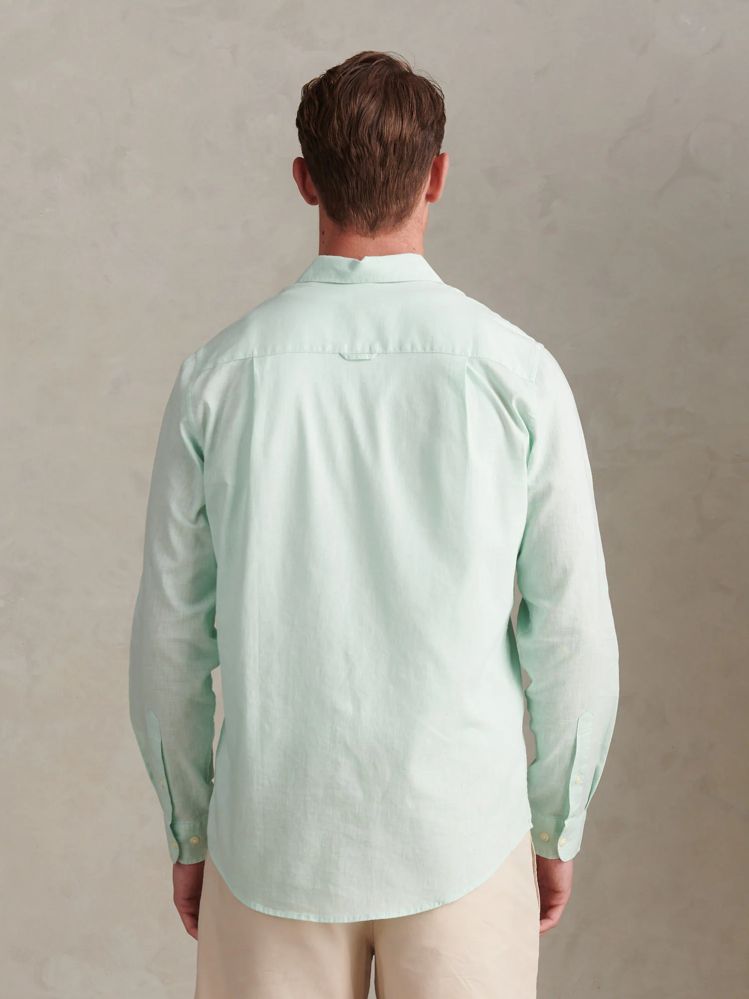 Mens Linen Blend Shirt Honeydew - Image 4