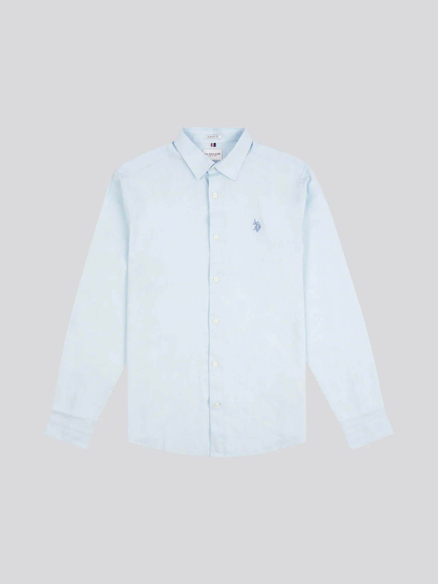 Mens Linen Blend Shirt Ice Blue - Image 7