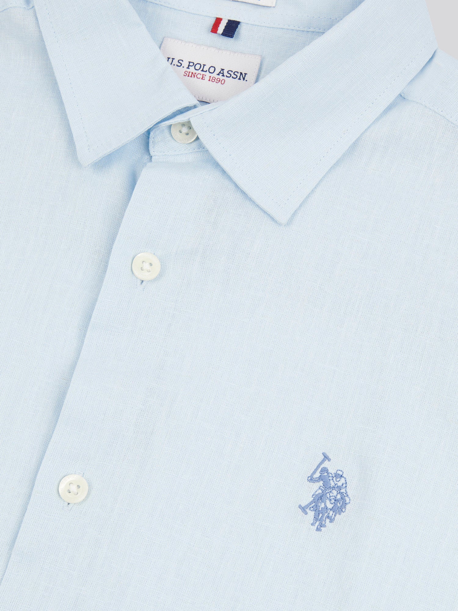 Mens Linen Blend Shirt Ice Blue - Image 8