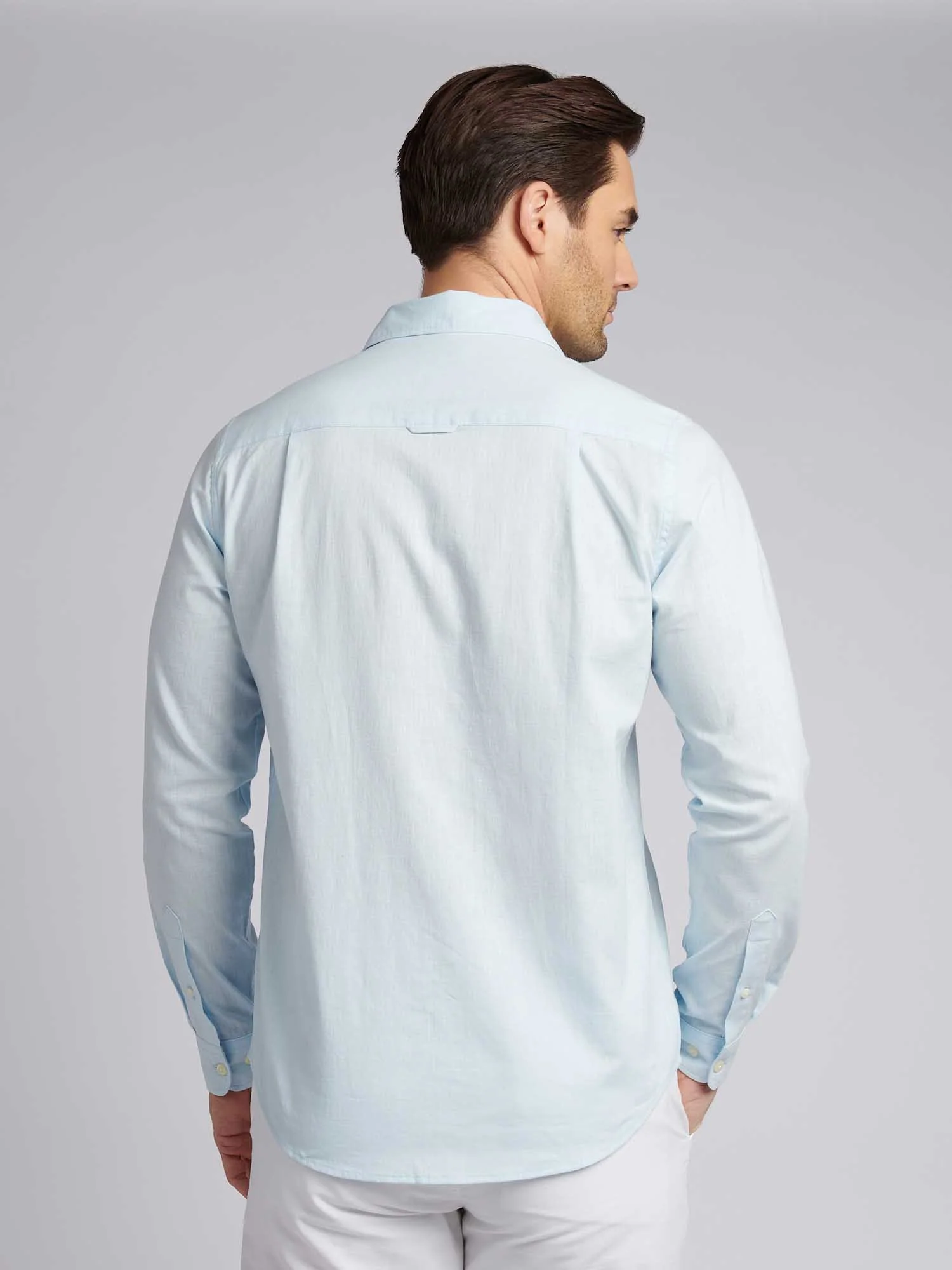 Mens Linen Blend Shirt Ice Water - Image 3