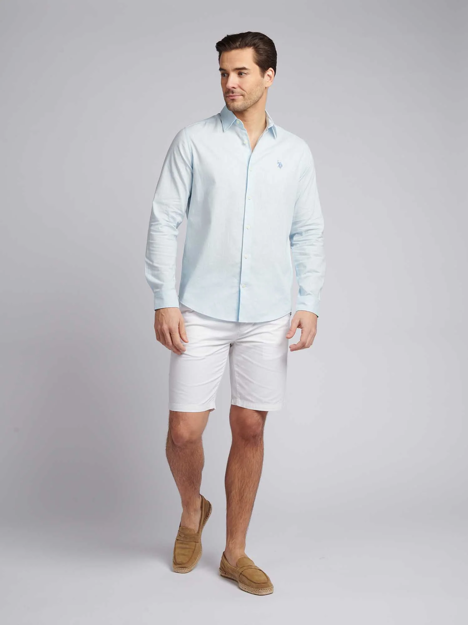 Mens Linen Blend Shirt Ice Water - Image 4