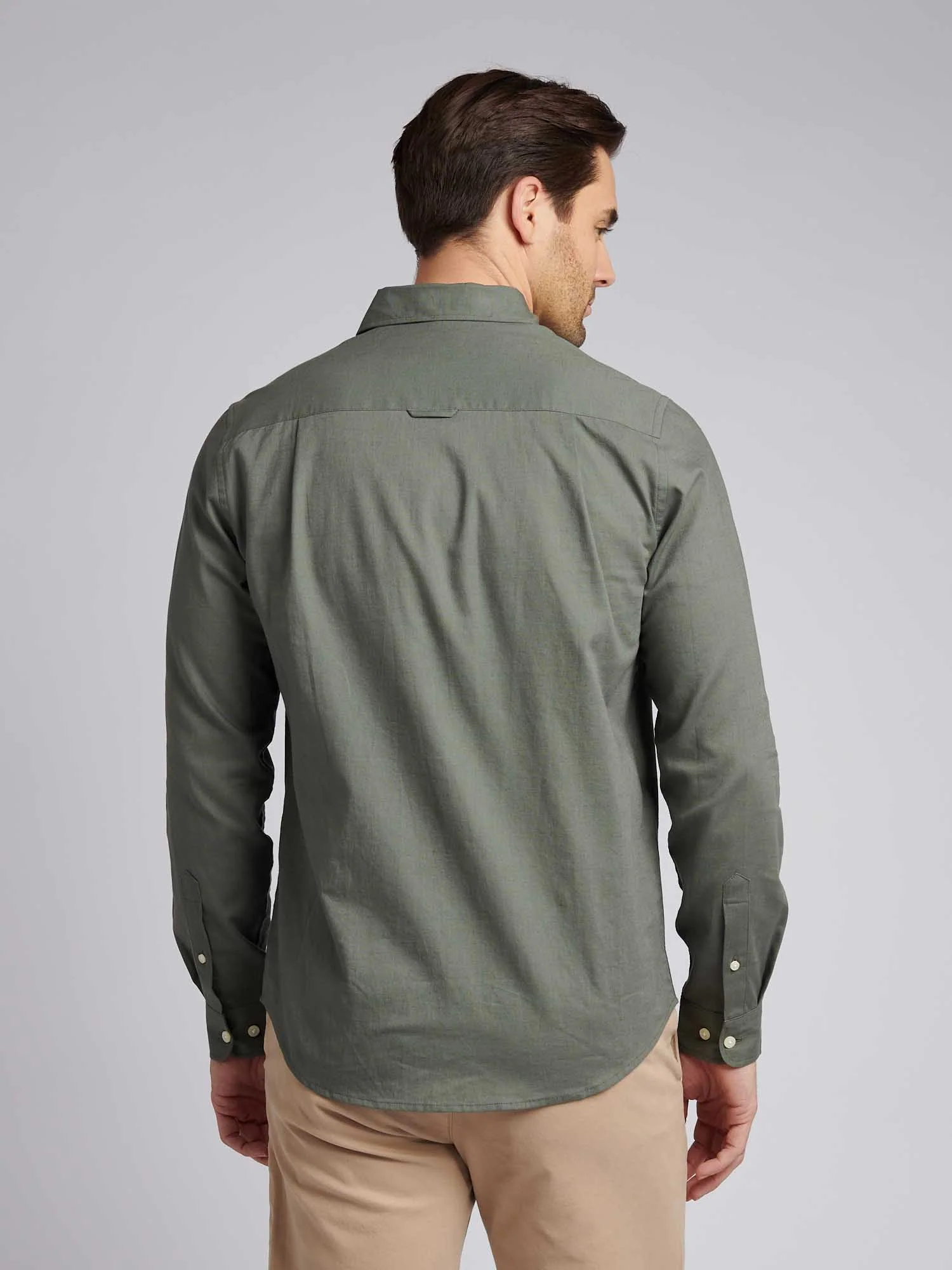 Mens Linen Blend Shirt Mulled Basil - Image 3