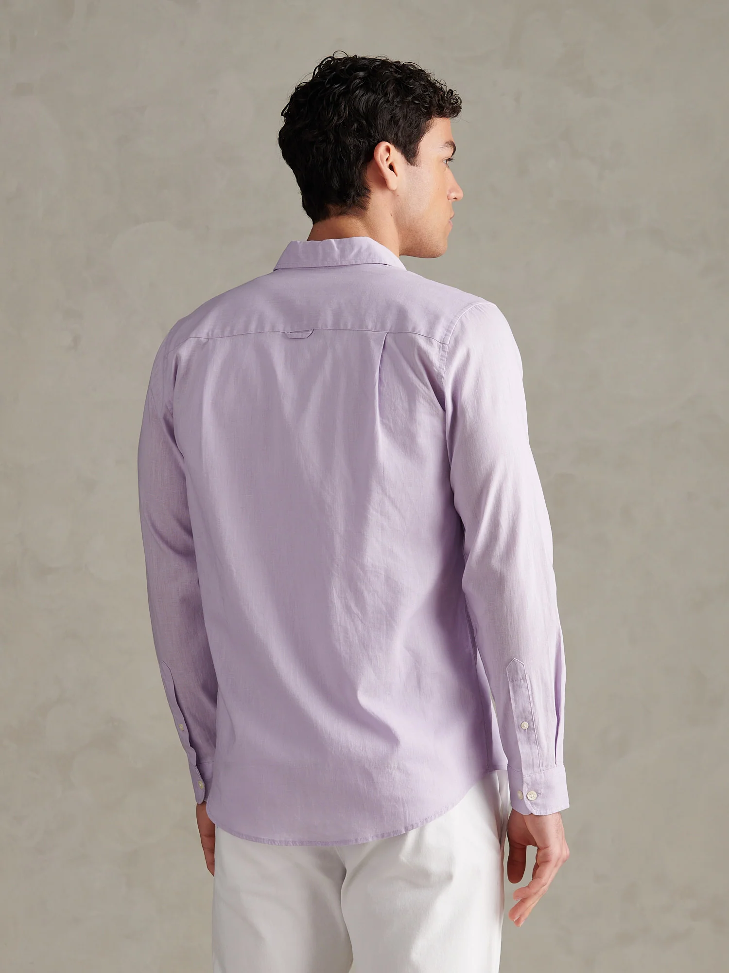 Mens Linen Blend Shirt Pastel Lilac - Image 4