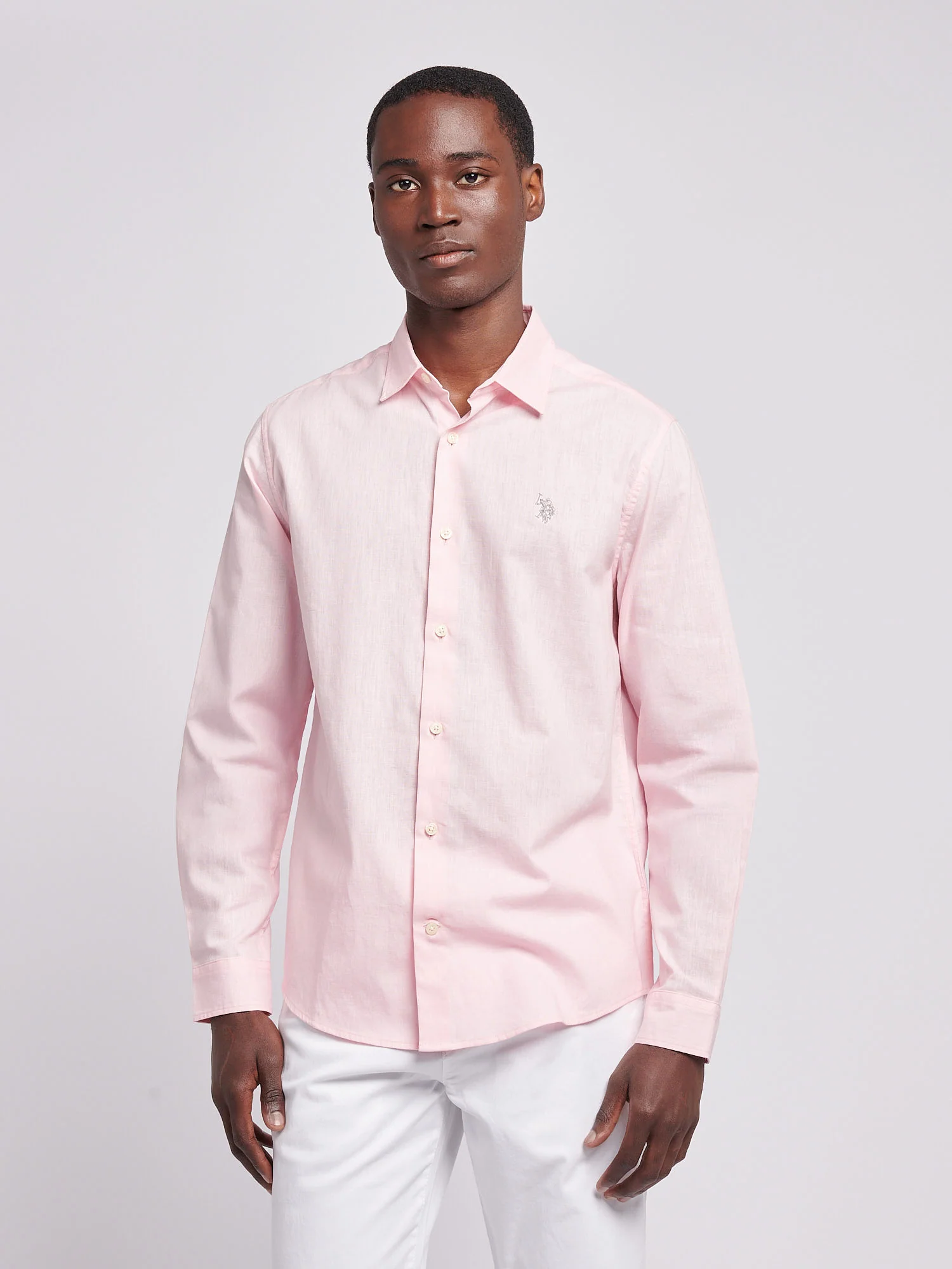 Mens Linen Blend Shirt Pink a Boo