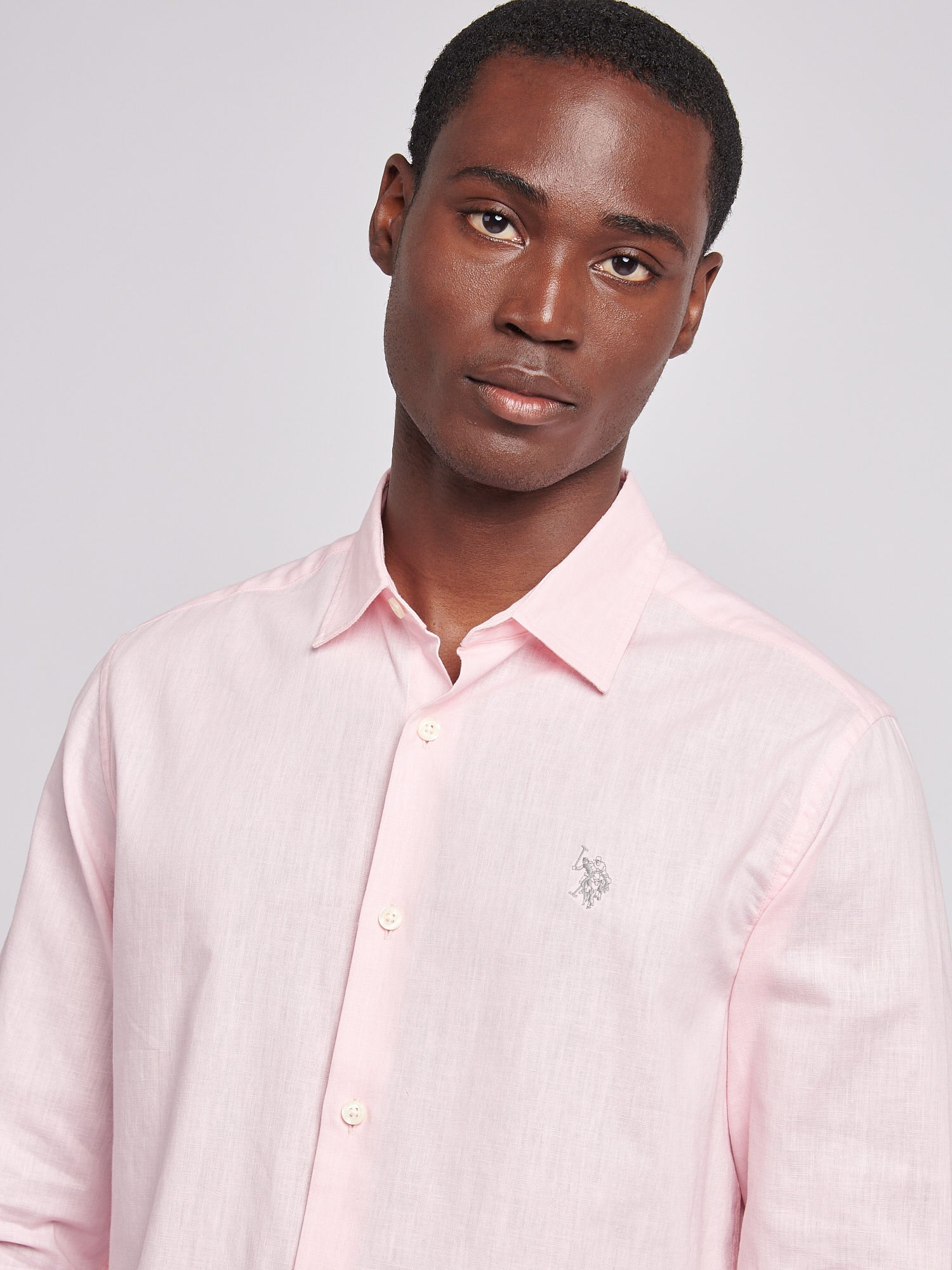 Mens Linen Blend Shirt Pink a Boo - Image 2