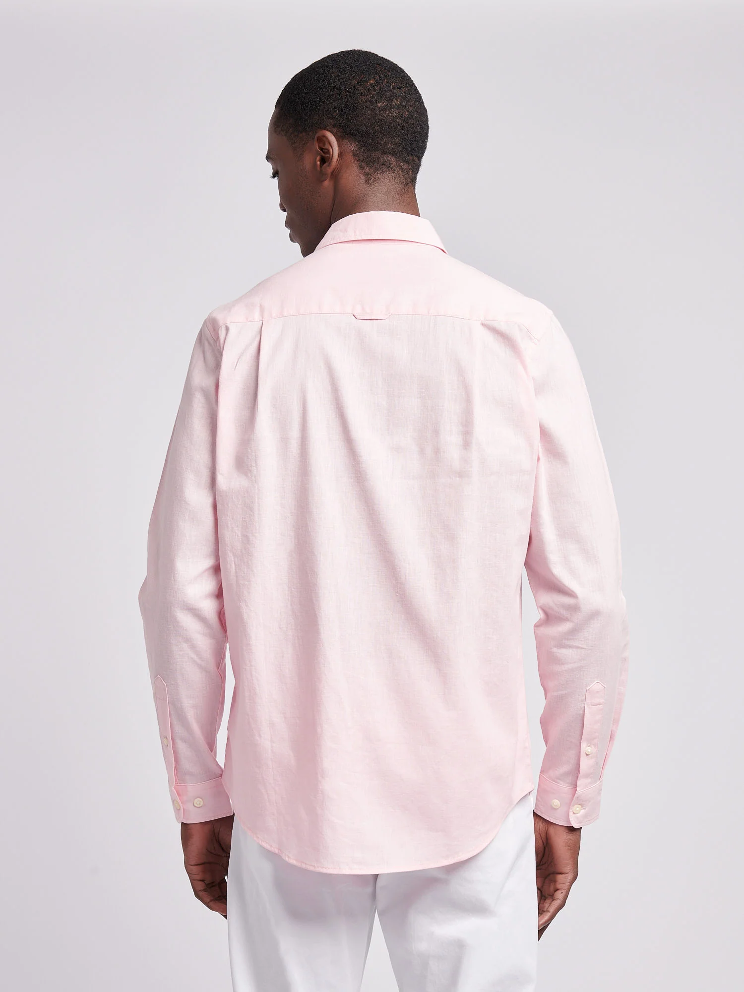 Mens Linen Blend Shirt Pink a Boo - Image 4