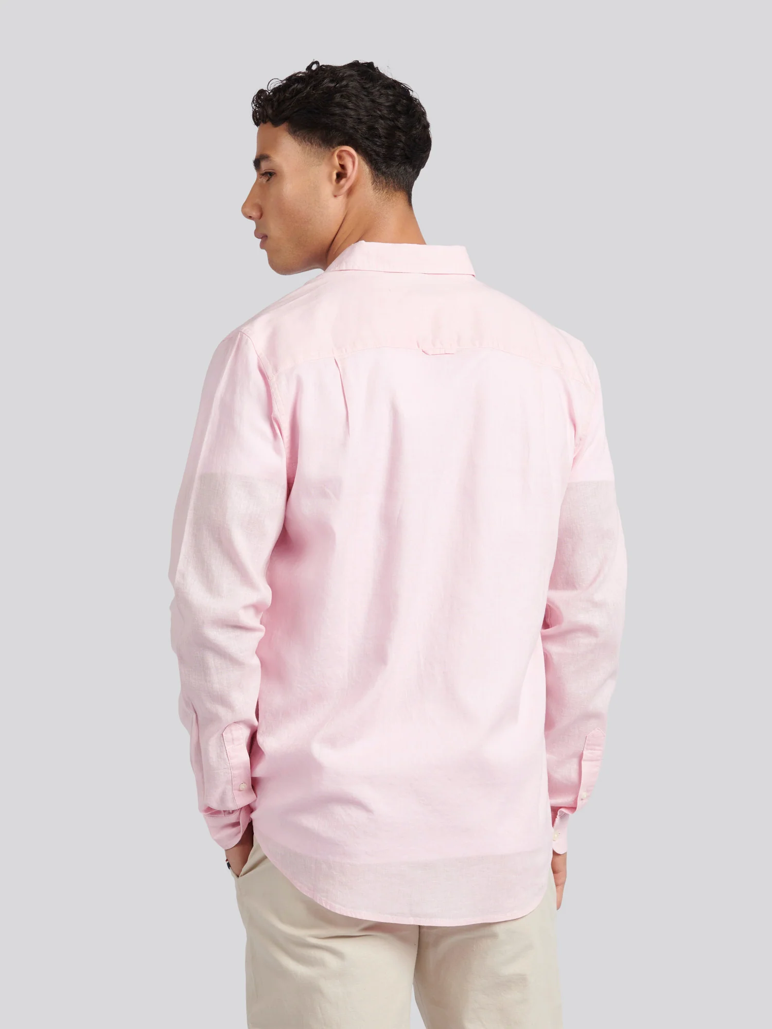Mens Linen Blend Shirt Pink a Boo - Image 4