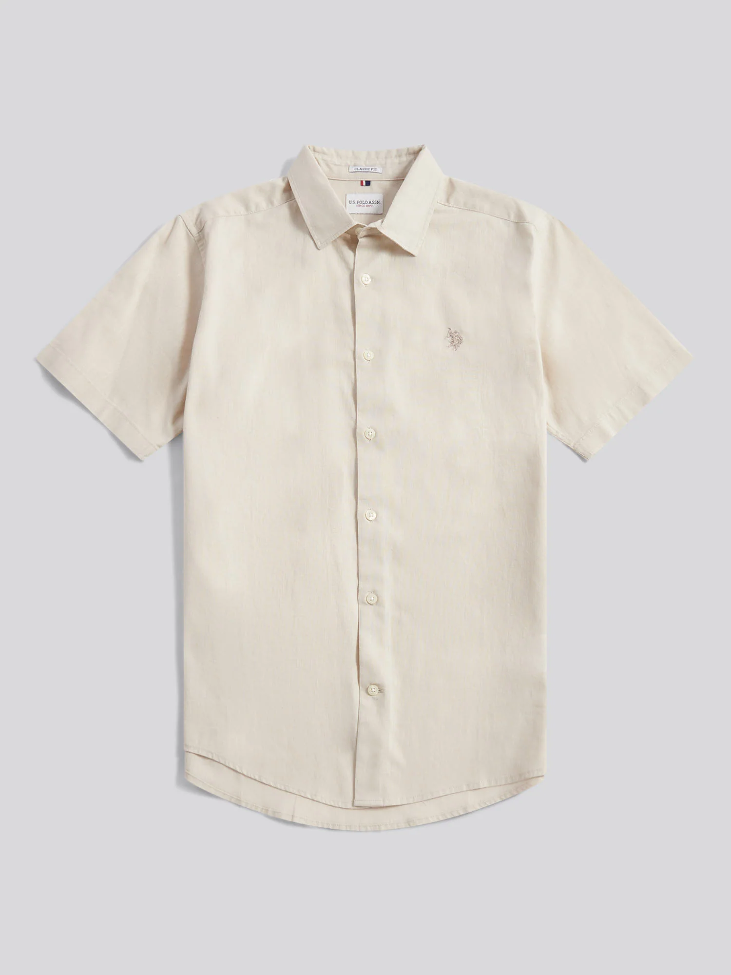 Mens Linen Blend Short Sleeve Shirt Beige - Image 6