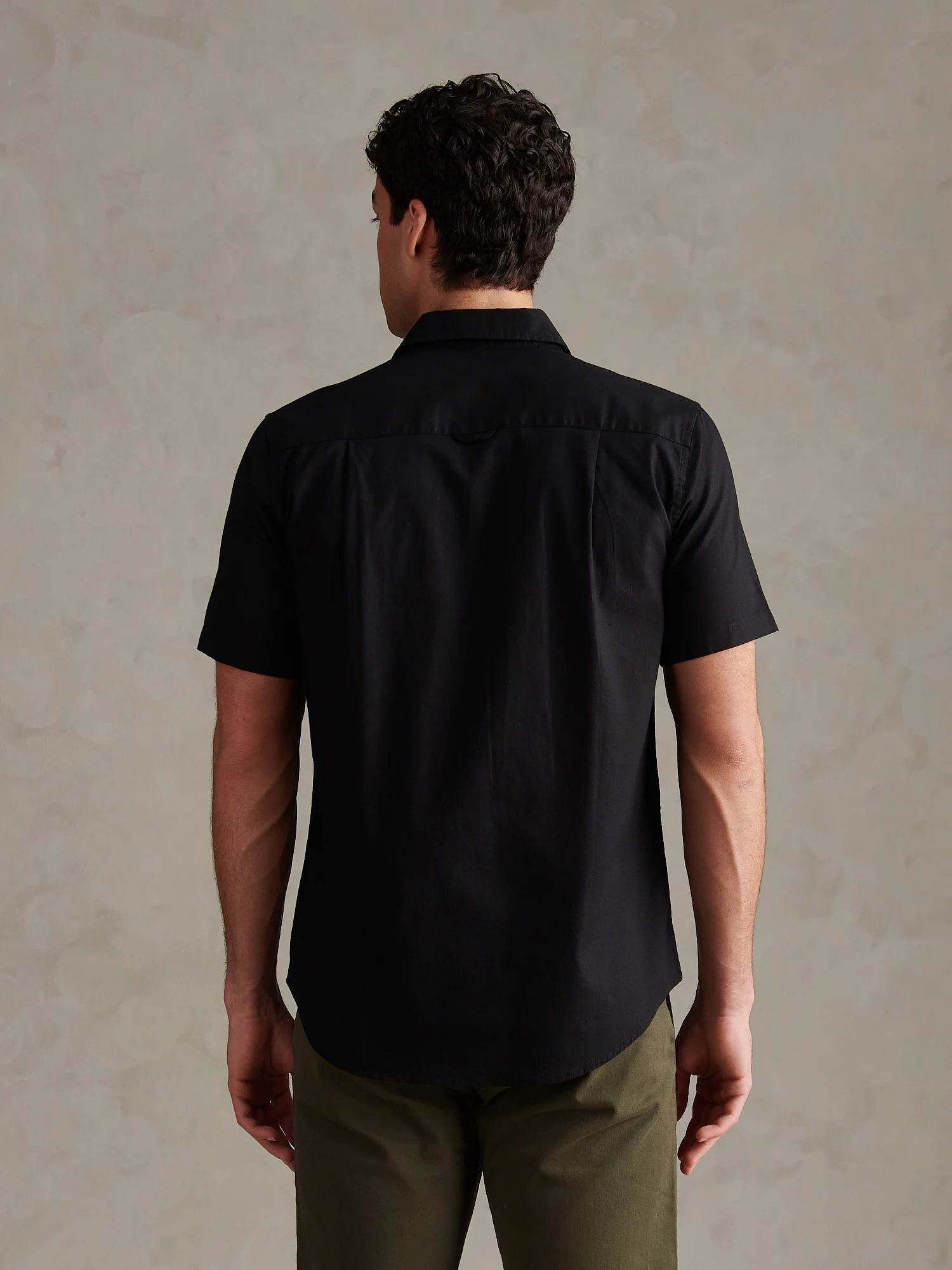 Mens Linen Blend Short Sleeve Shirt Black - Image 4
