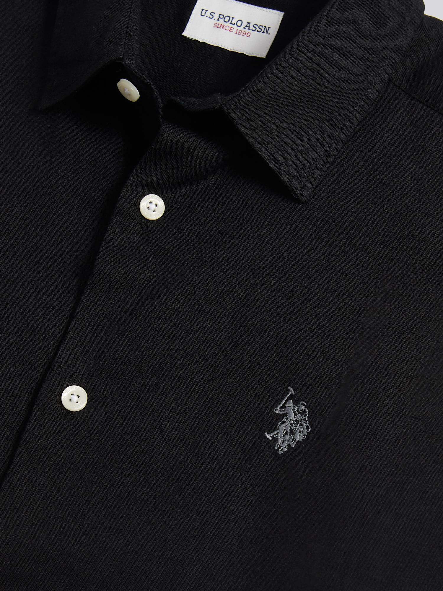 Mens Linen Blend Short Sleeve Shirt Black - Image 7
