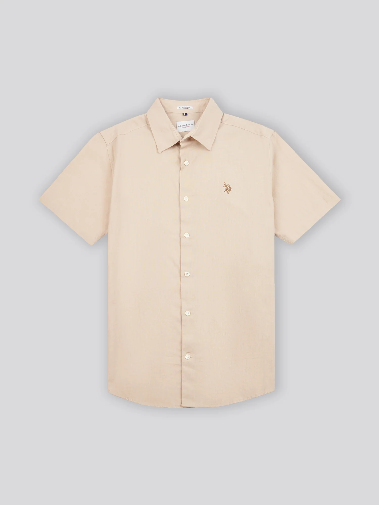 Mens Linen Blend Short Sleeve Shirt Doeskin - Image 5