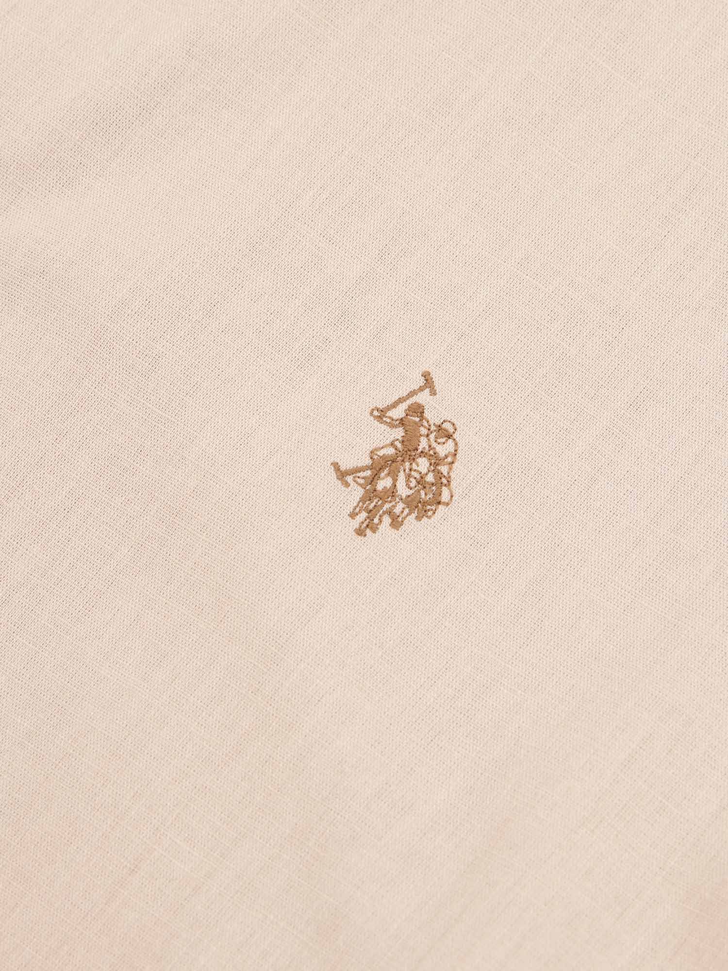 Mens Linen Blend Short Sleeve Shirt Doeskin - Image 7