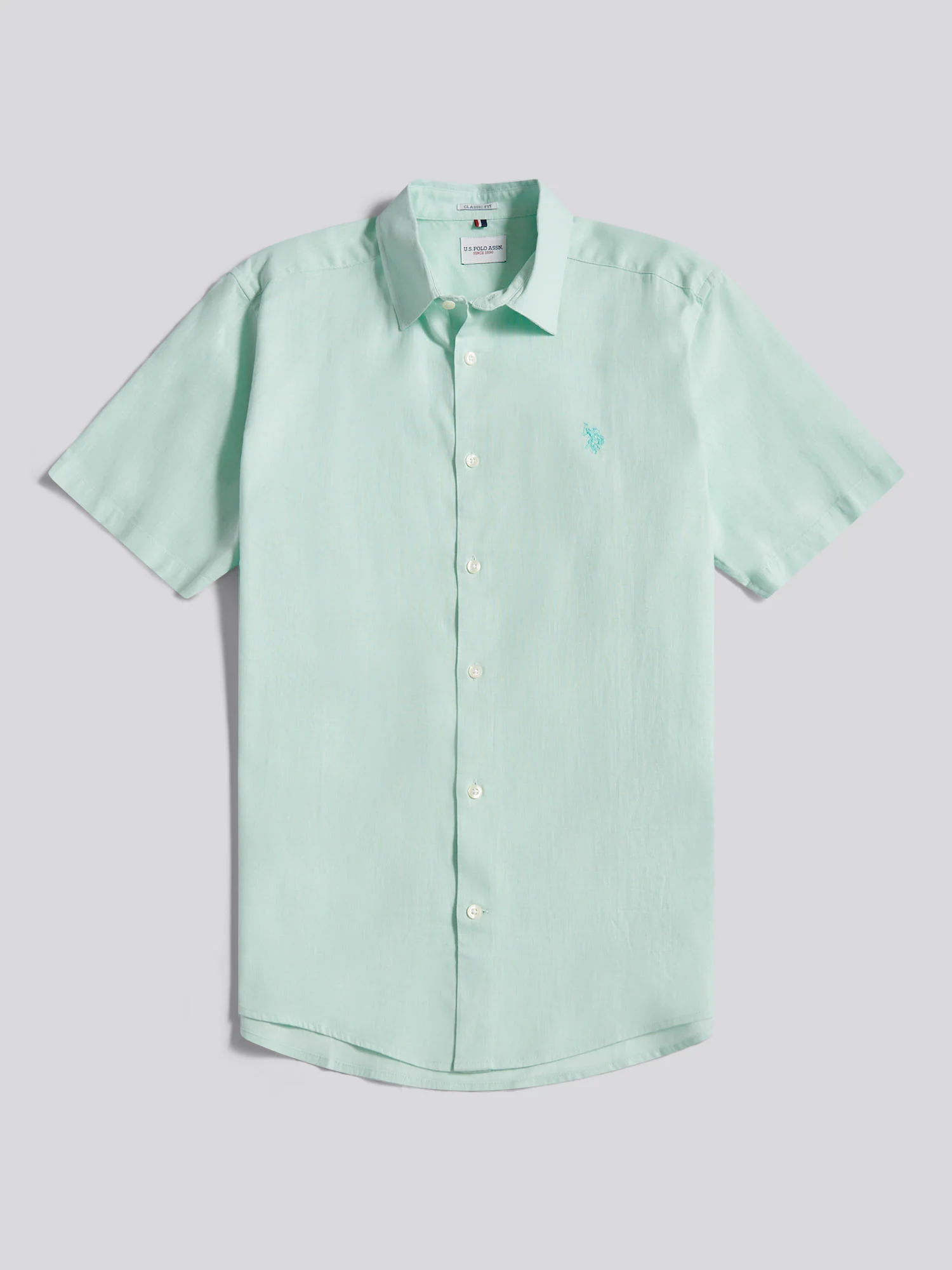 Mens Linen Blend Short Sleeve Shirt Honeydew - Image 6