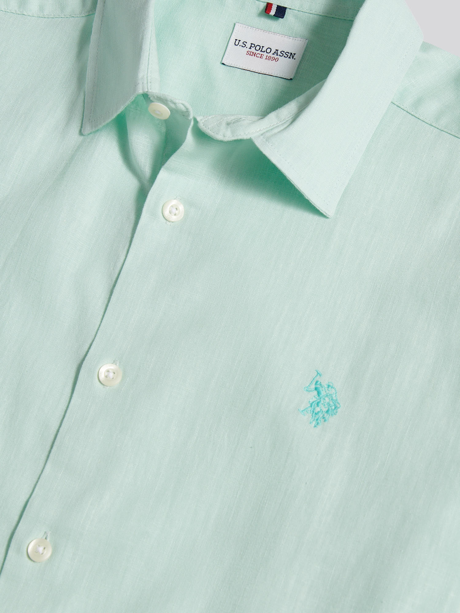 Mens Linen Blend Short Sleeve Shirt Honeydew - Image 8
