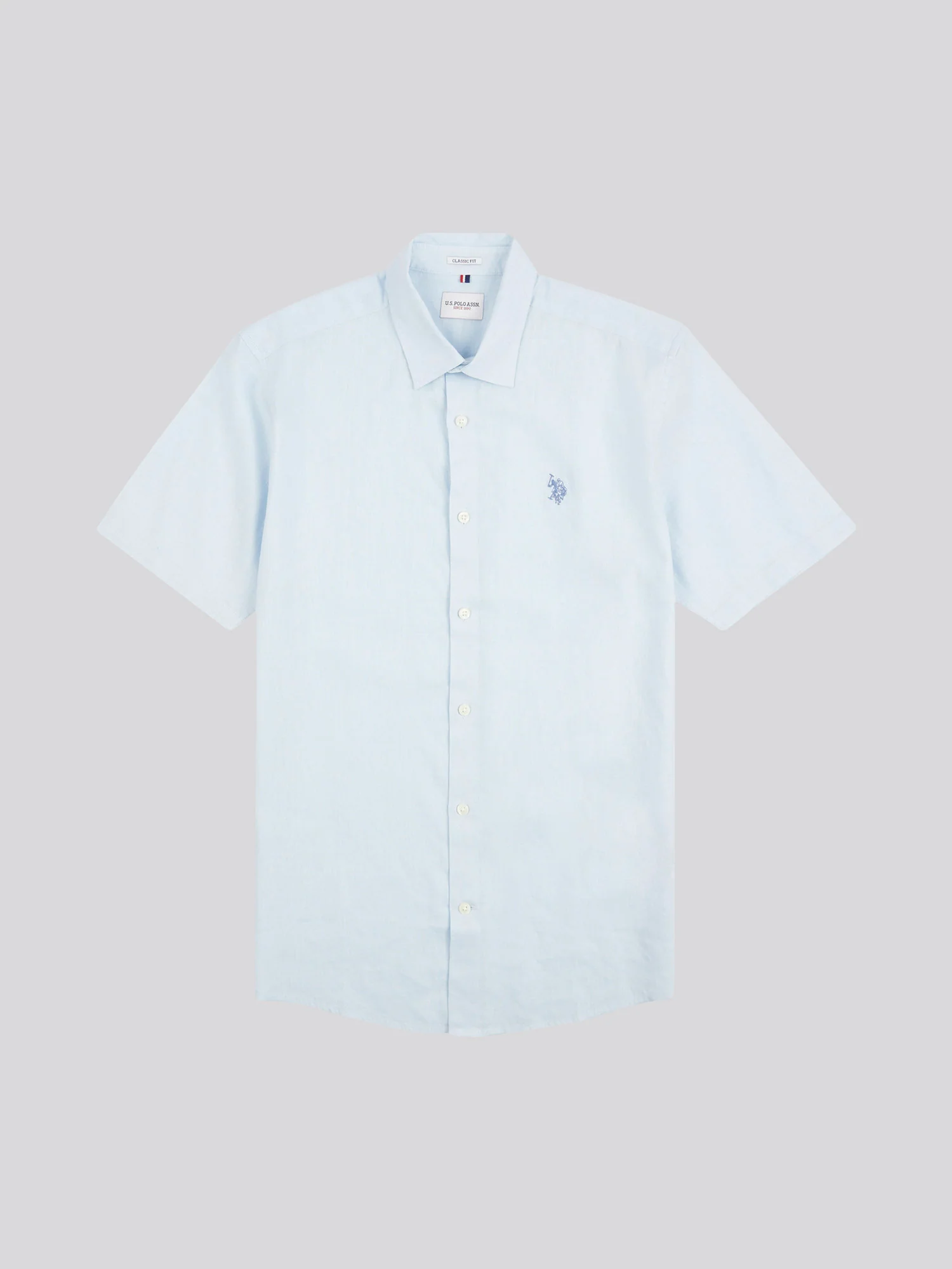 Mens Linen Blend Short Sleeve Shirt Ice Blue - Image 5