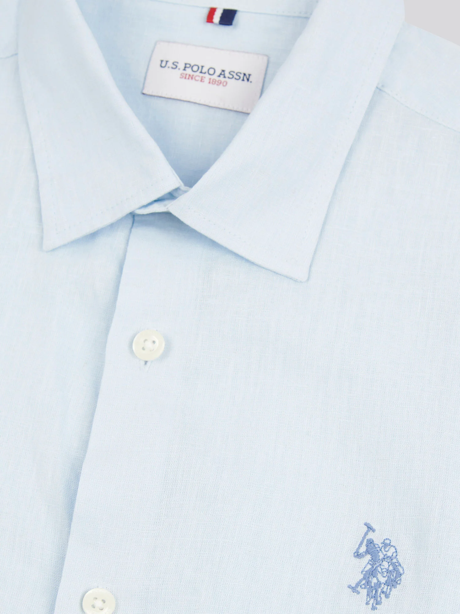 Mens Linen Blend Short Sleeve Shirt Ice Blue - Image 6
