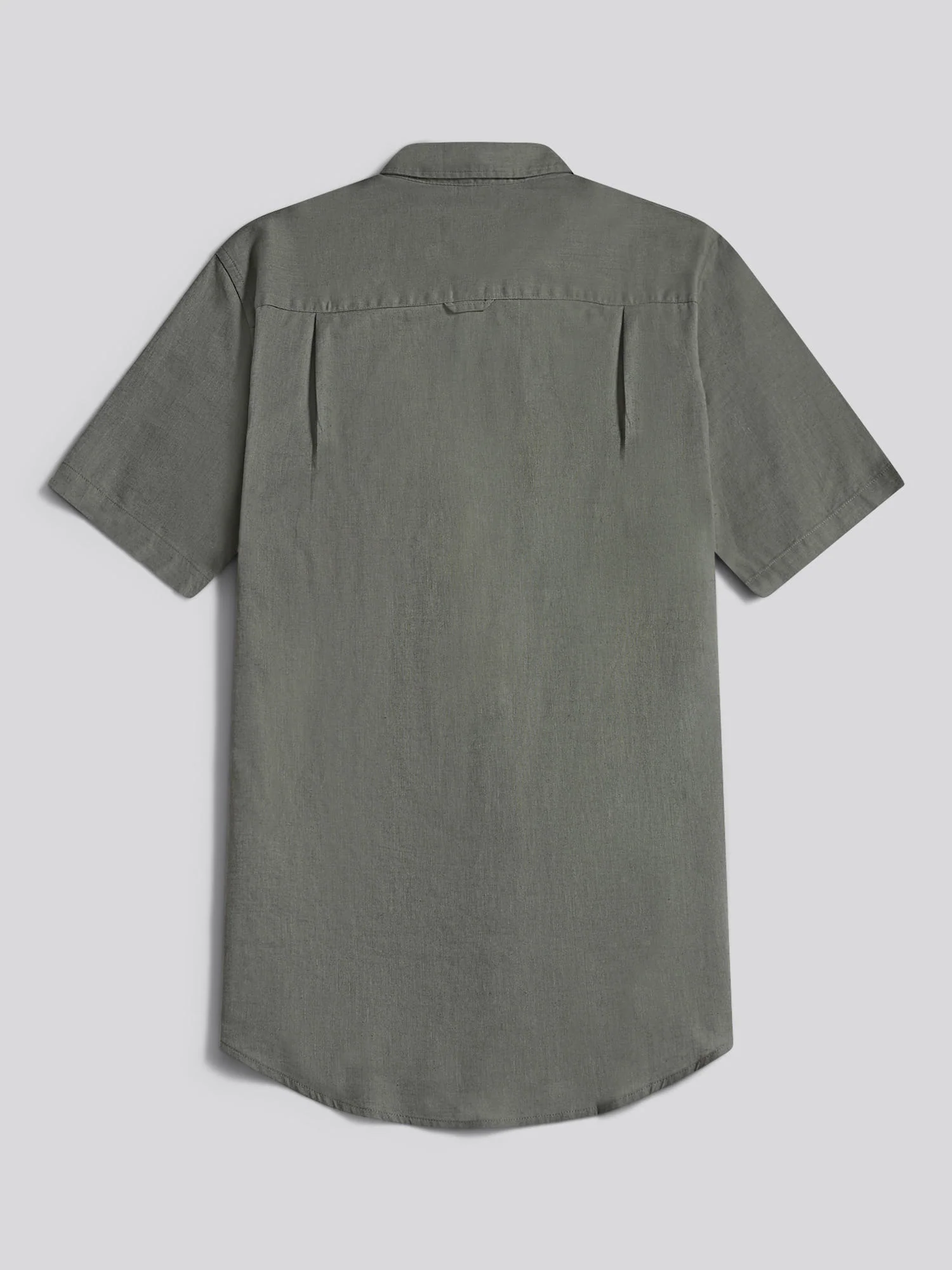 Mens Linen Blend Short Sleeve Shirt Mulled Basil - Image 6
