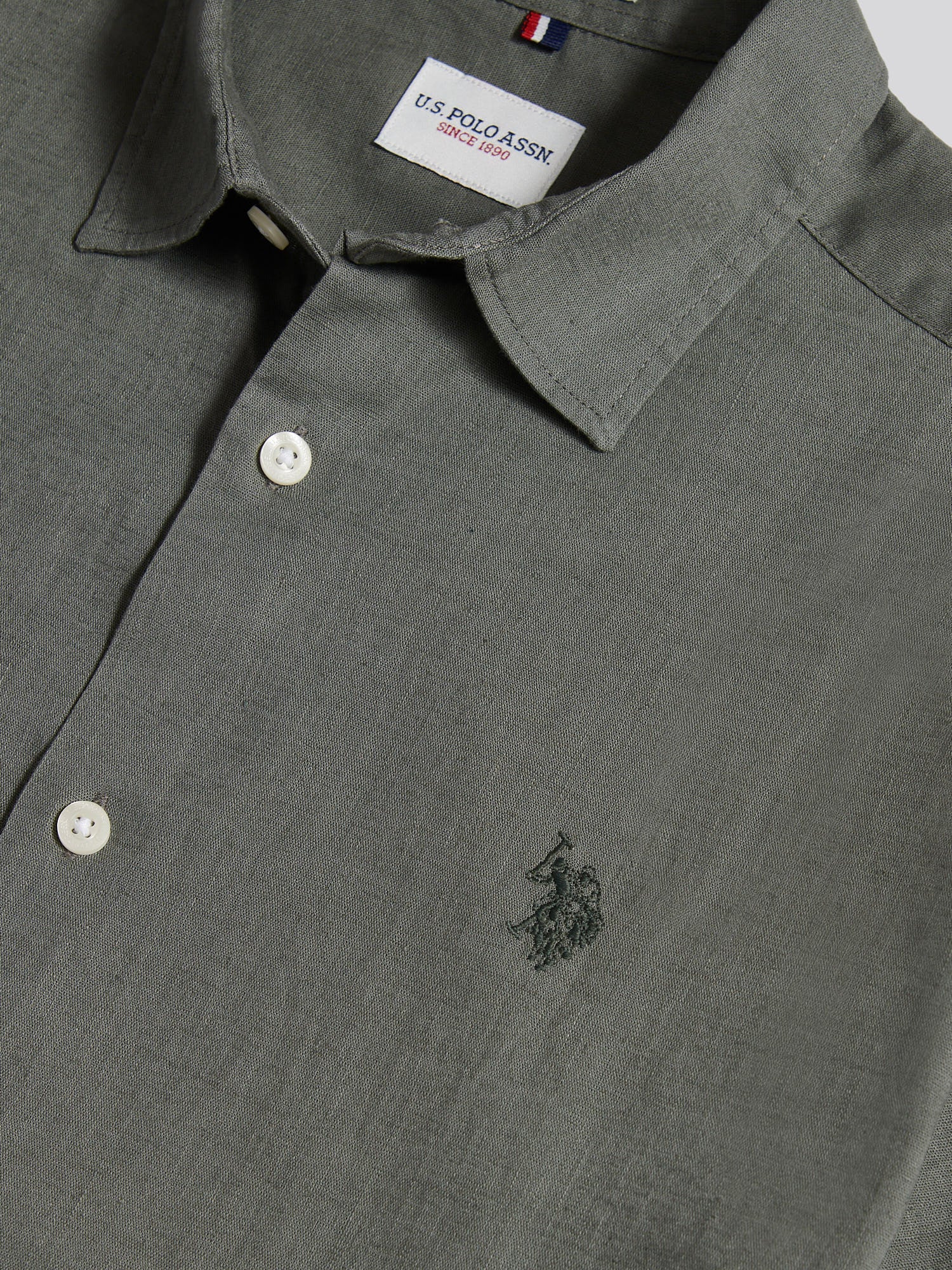 Mens Linen Blend Short Sleeve Shirt Mulled Basil - Image 7