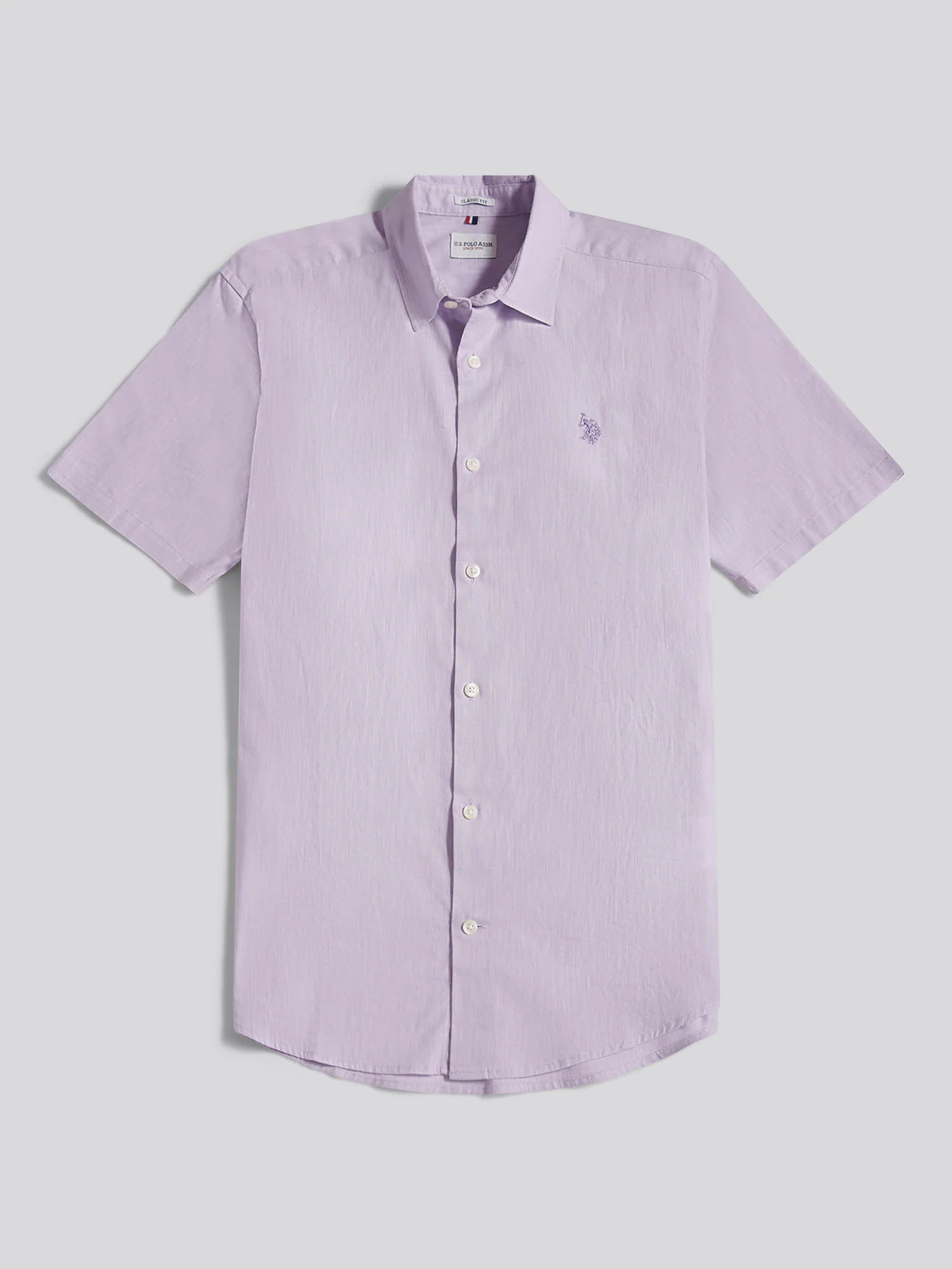 Mens Linen Blend Short Sleeve Shirt Pastel Lilac - Image 5