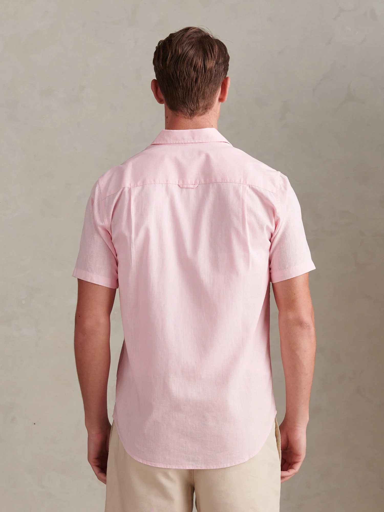 Mens Linen Blend Short Sleeve Shirt Pink a Boo - Image 4