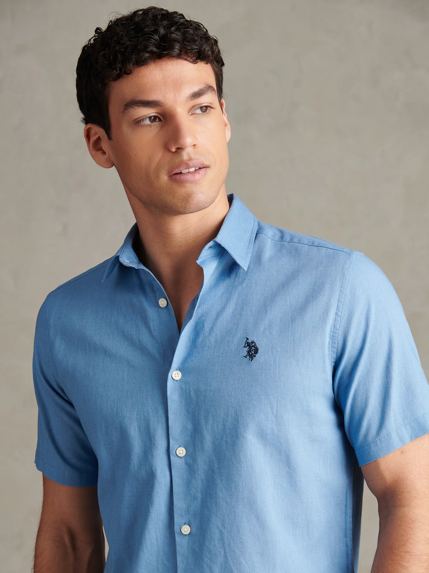 Mens Linen Blend Short Sleeve Shirt Riviera - Image 2