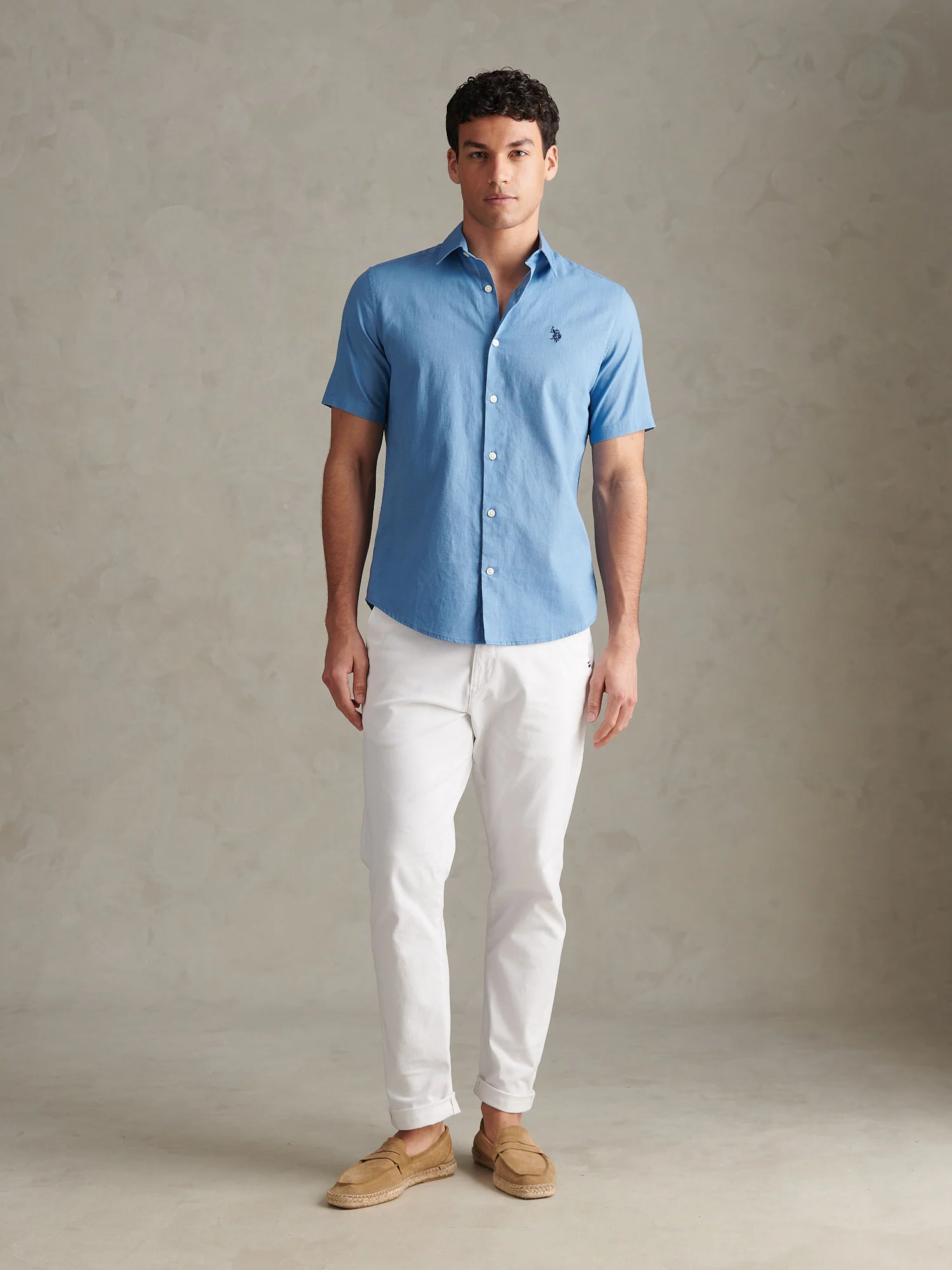 Mens Linen Blend Short Sleeve Shirt Riviera - Image 3