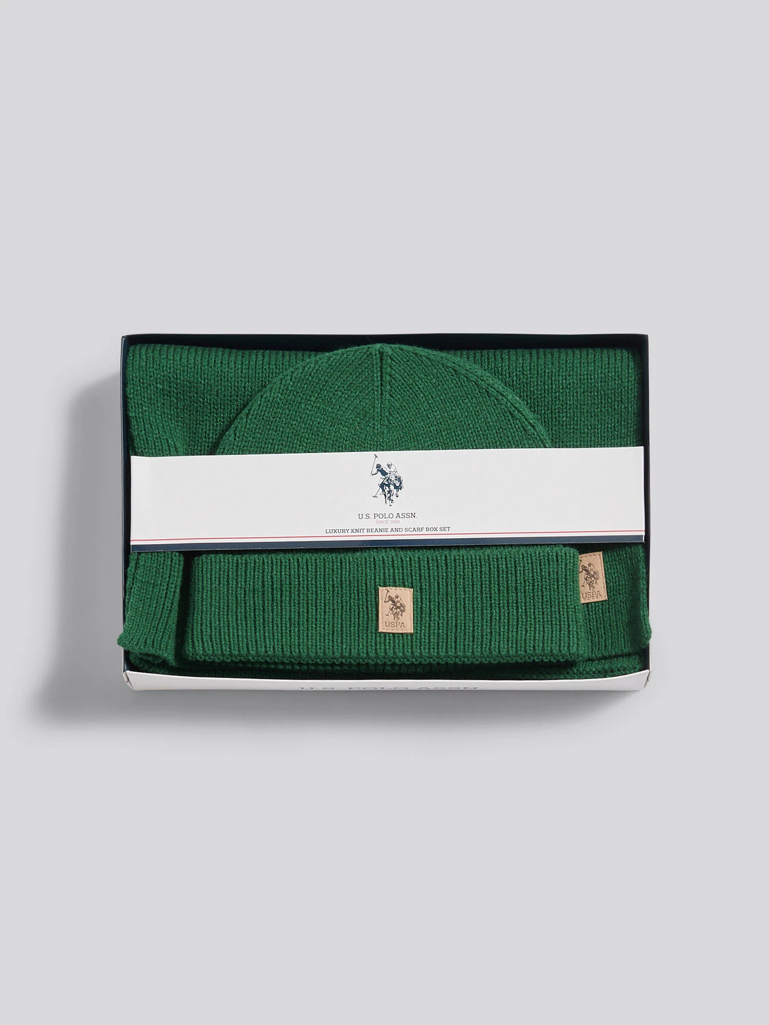 Mens Luxury Rib Knit Beanie & Scarf Set in Pineneedle - Image 2