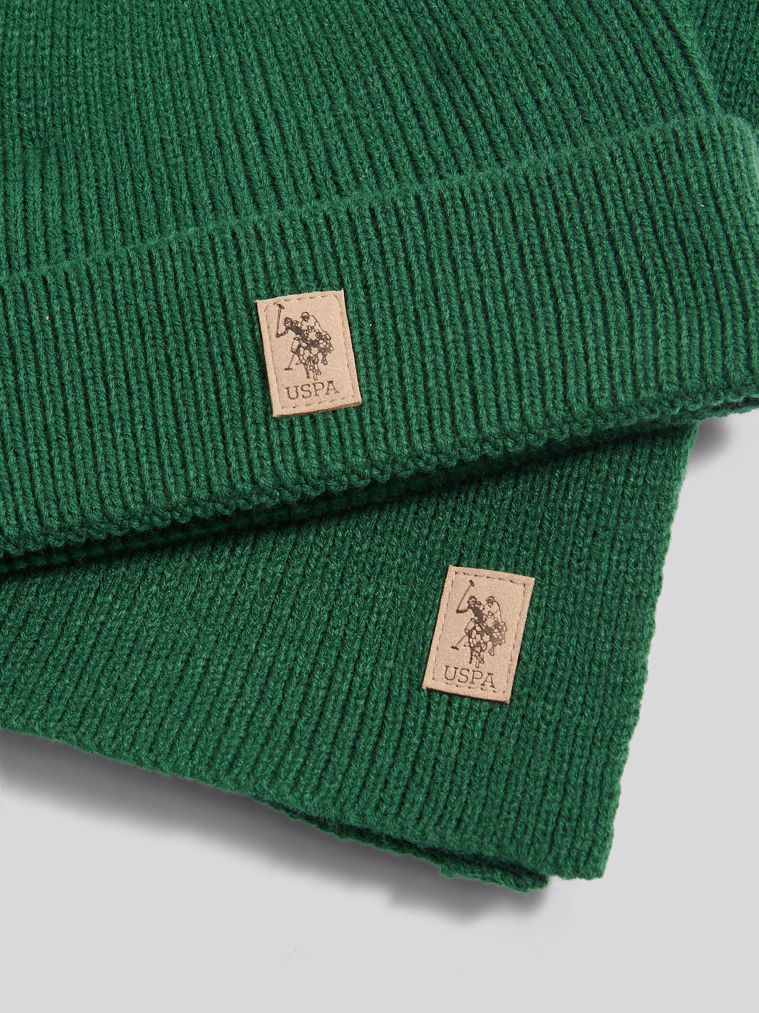 Mens Luxury Rib Knit Beanie & Scarf Set in Pineneedle - Image 3