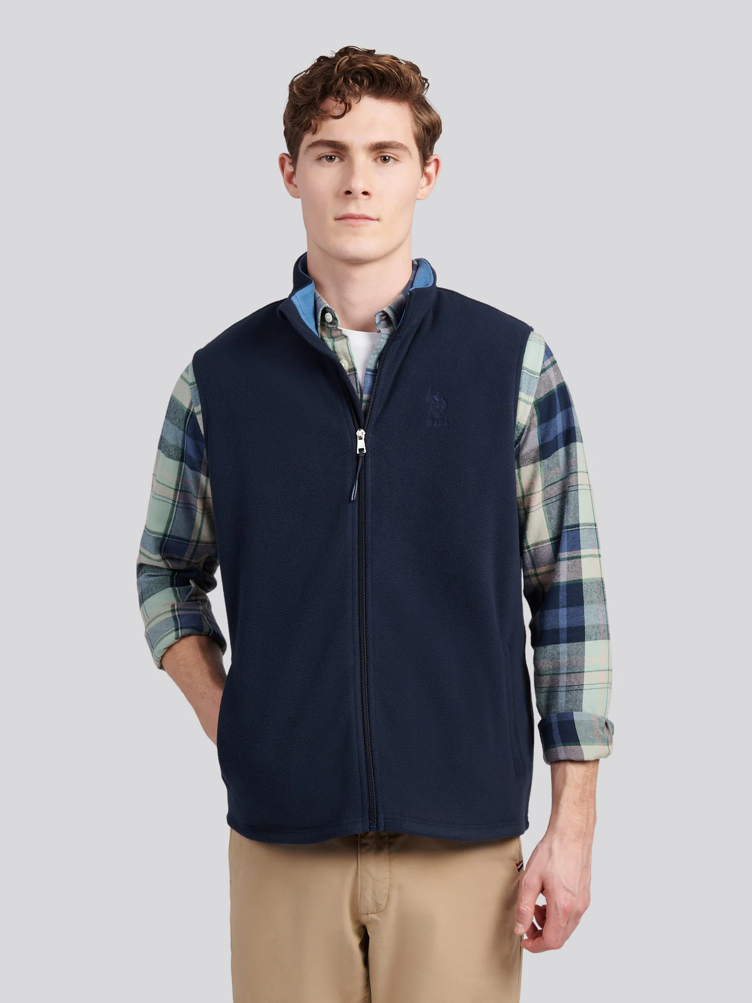 Mens Micro Fleece Gilet in Dark Sapphire Navy / Moonlight Blue DHM