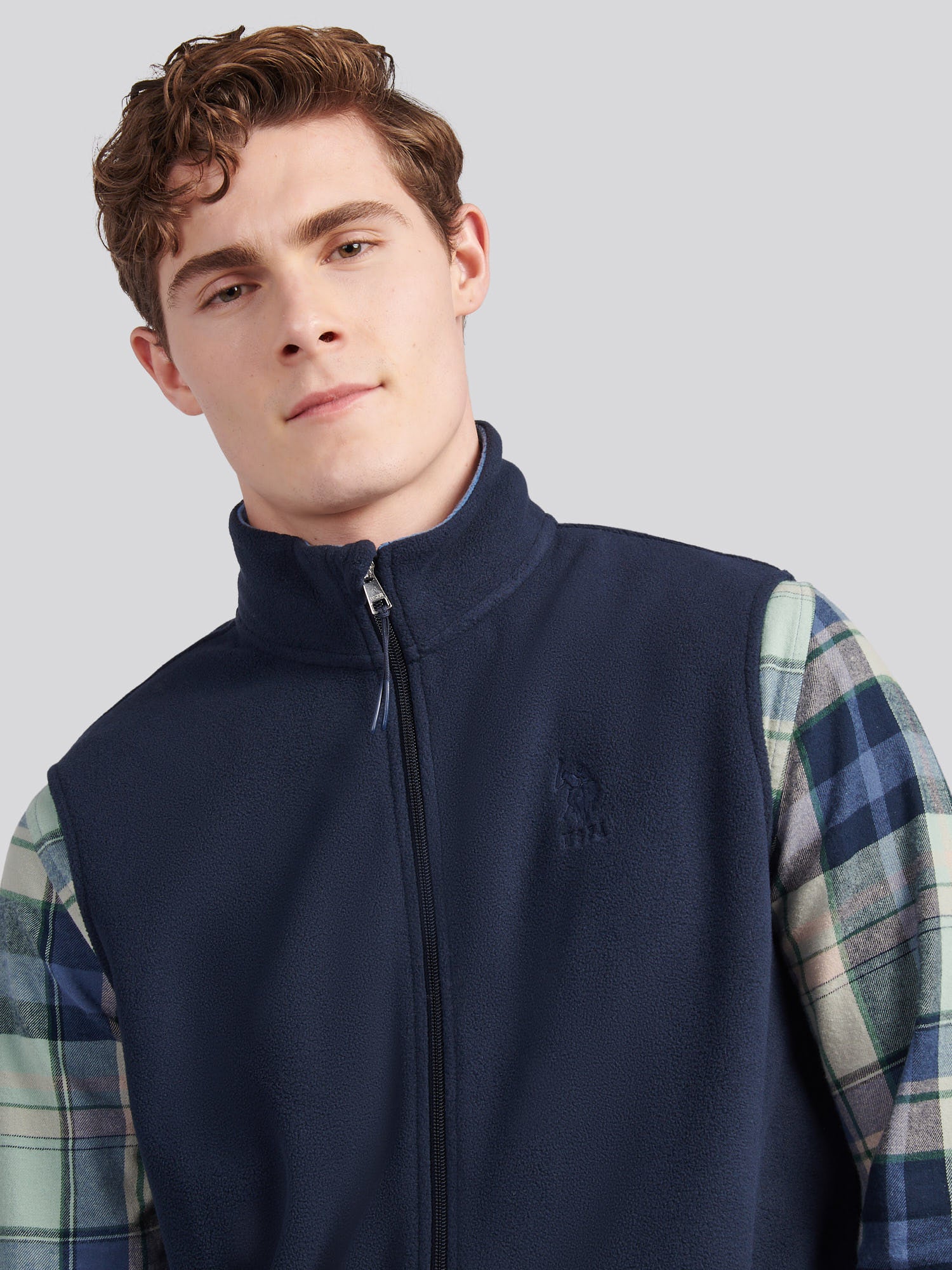 Mens Micro Fleece Gilet in Dark Sapphire Navy / Moonlight Blue DHM - Image 2