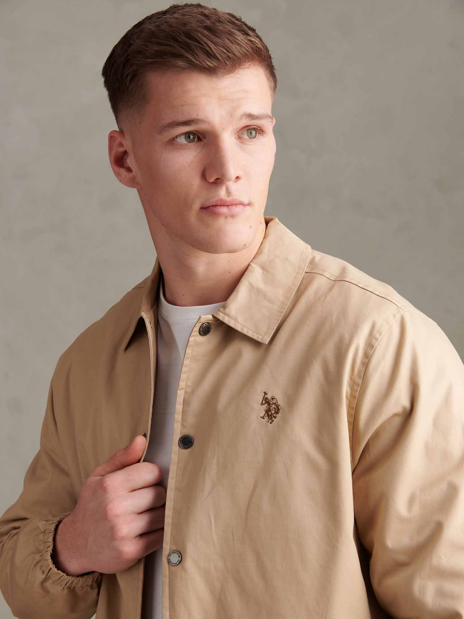 Mens Modern Cotton Coach Jacket Cornstalk - Image 2