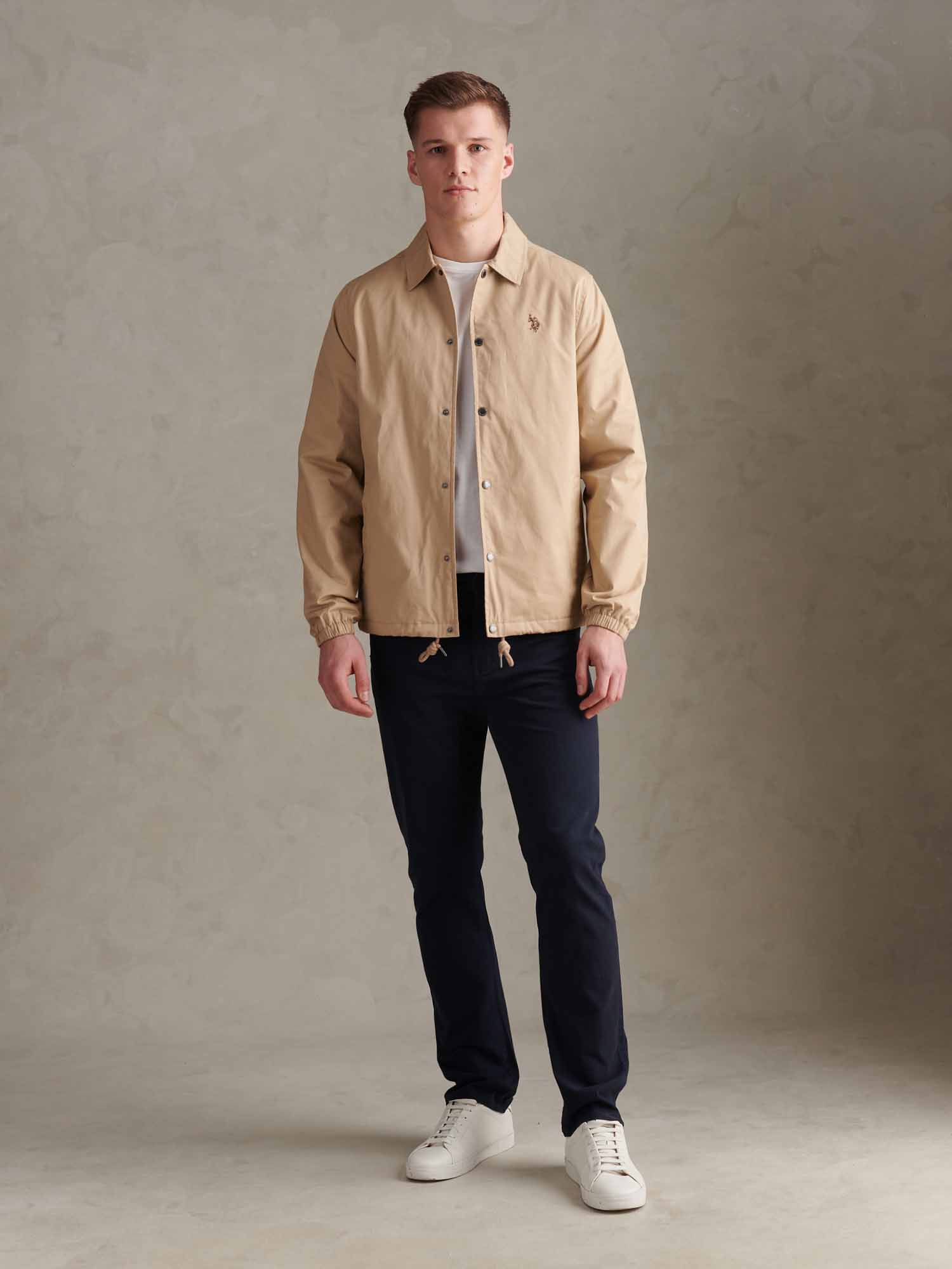 Mens Modern Cotton Coach Jacket Cornstalk - Image 3