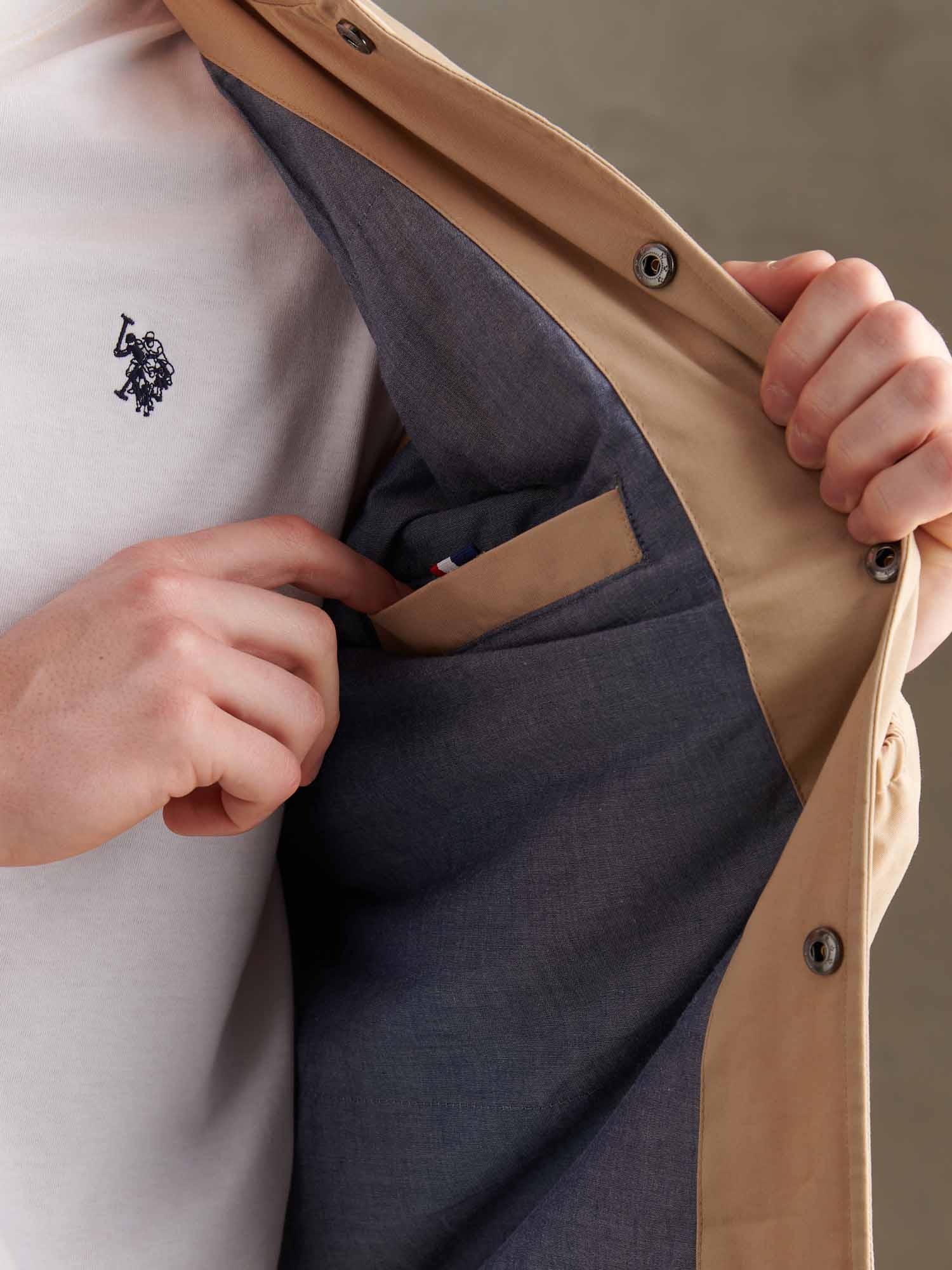Mens Modern Cotton Coach Jacket Cornstalk - Image 5
