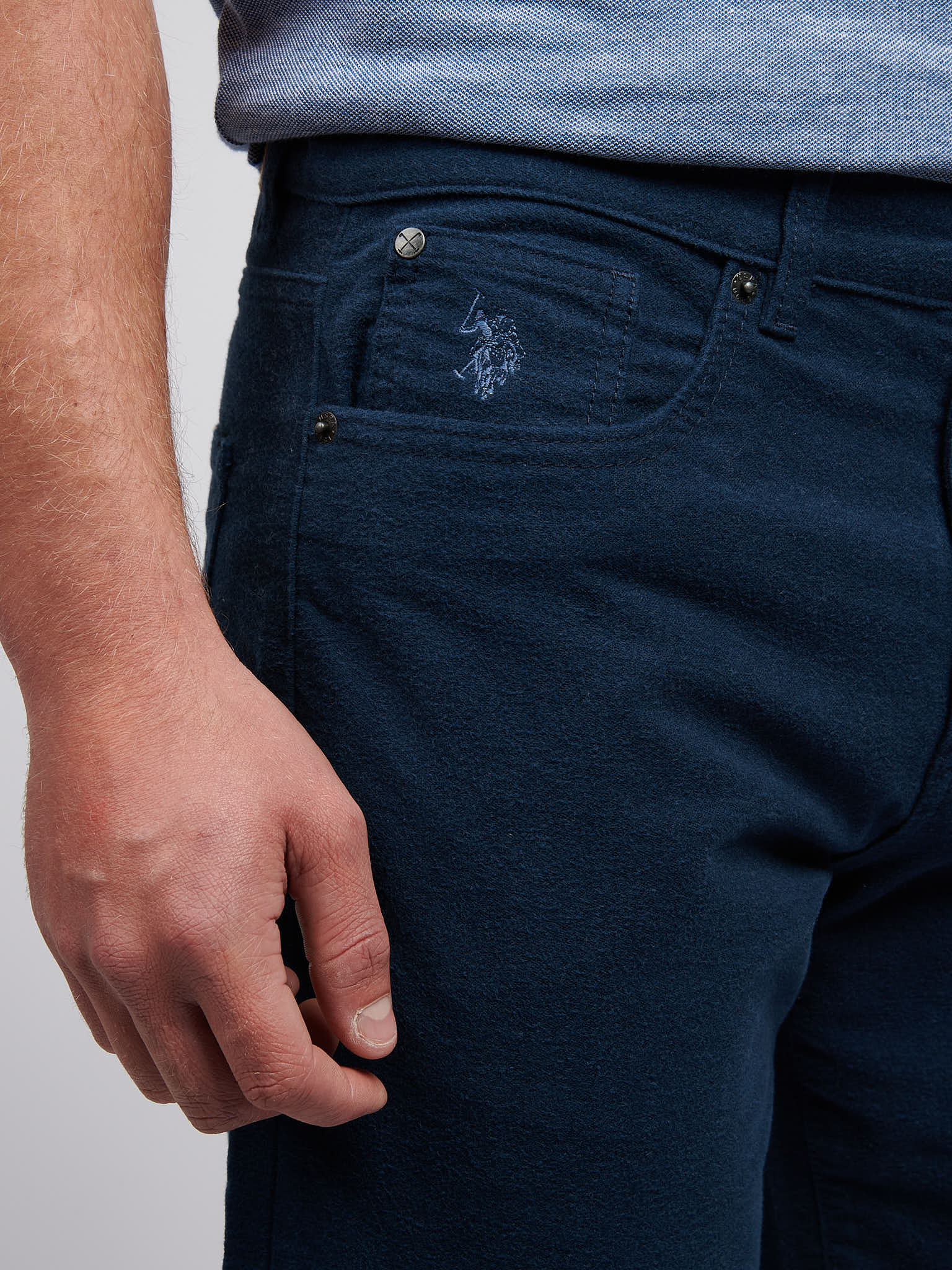 Mens Moleskin 5 Pocket Trouser in Dark Sapphire Navy - Image 2