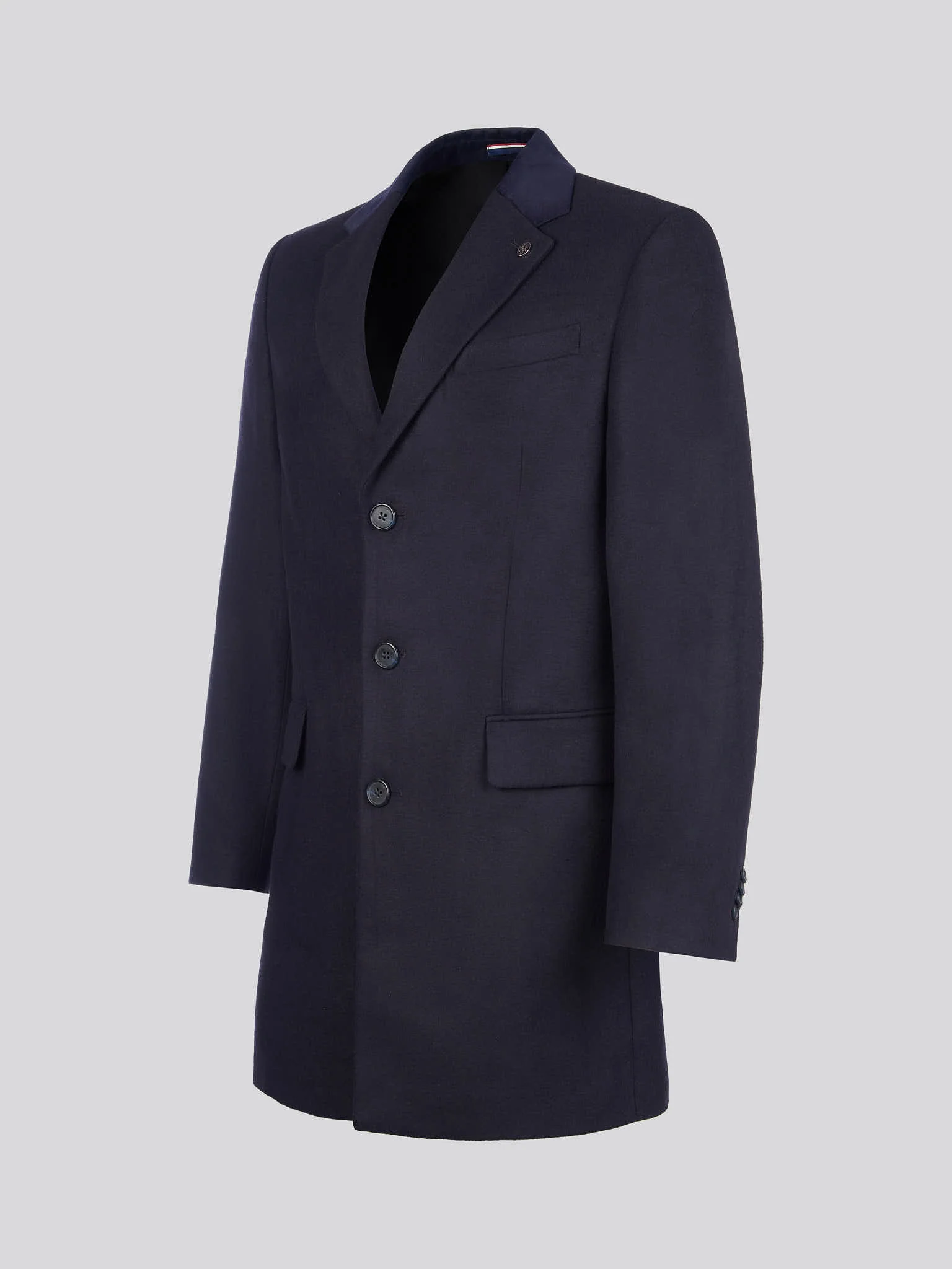 Mens Notch Overcoat in Dark Sapphire Navy - Image 10