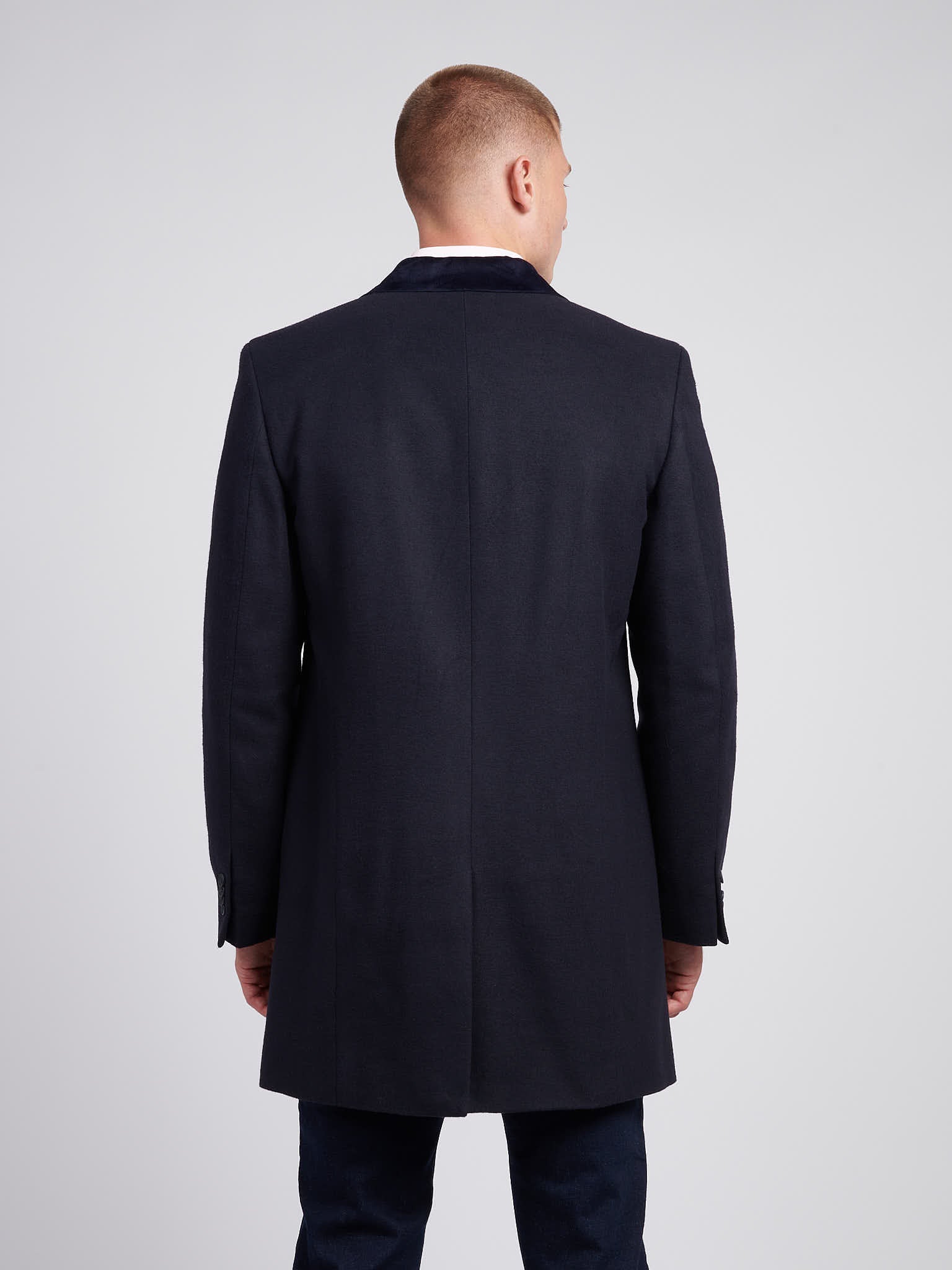 Mens Notch Overcoat in Dark Sapphire Navy - Image 4