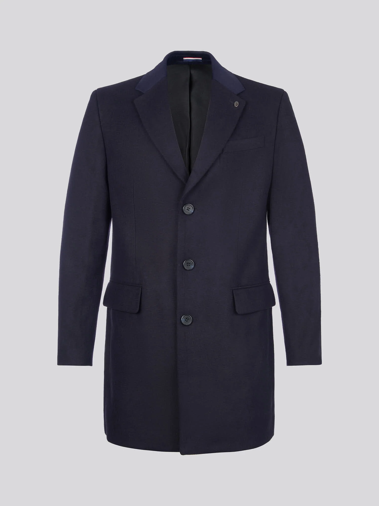 Mens Notch Overcoat in Dark Sapphire Navy - Image 9