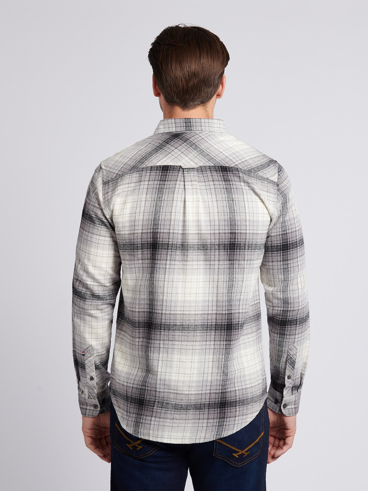 Mens Ombre Check Buttondown Shirt in Black - Image 4