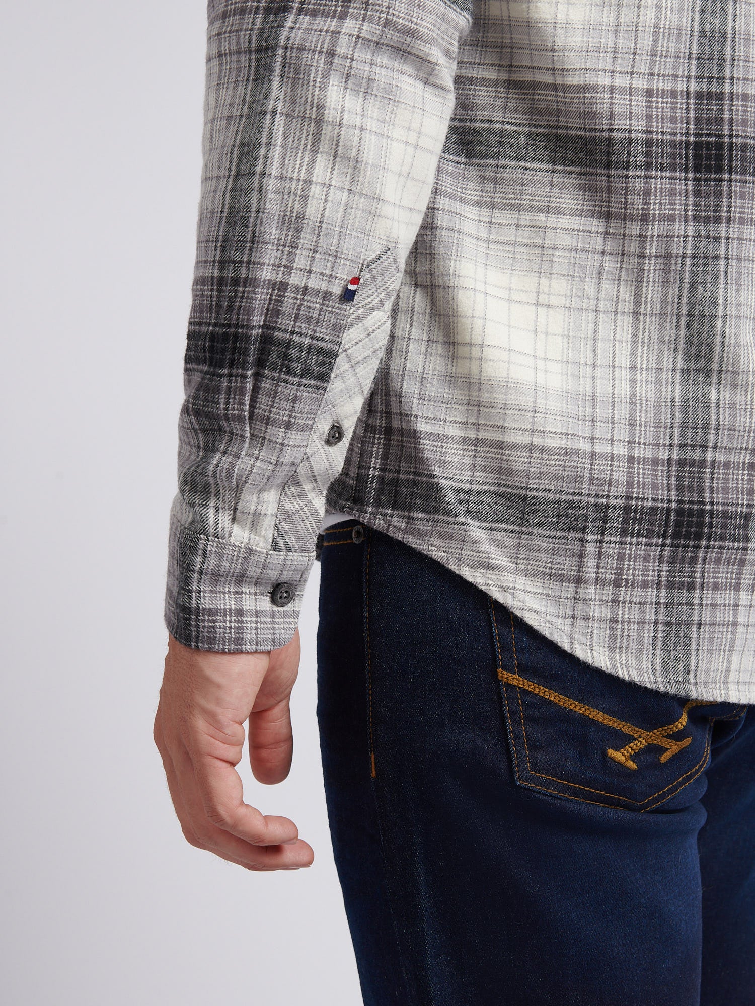 Mens Ombre Check Buttondown Shirt in Black - Image 5