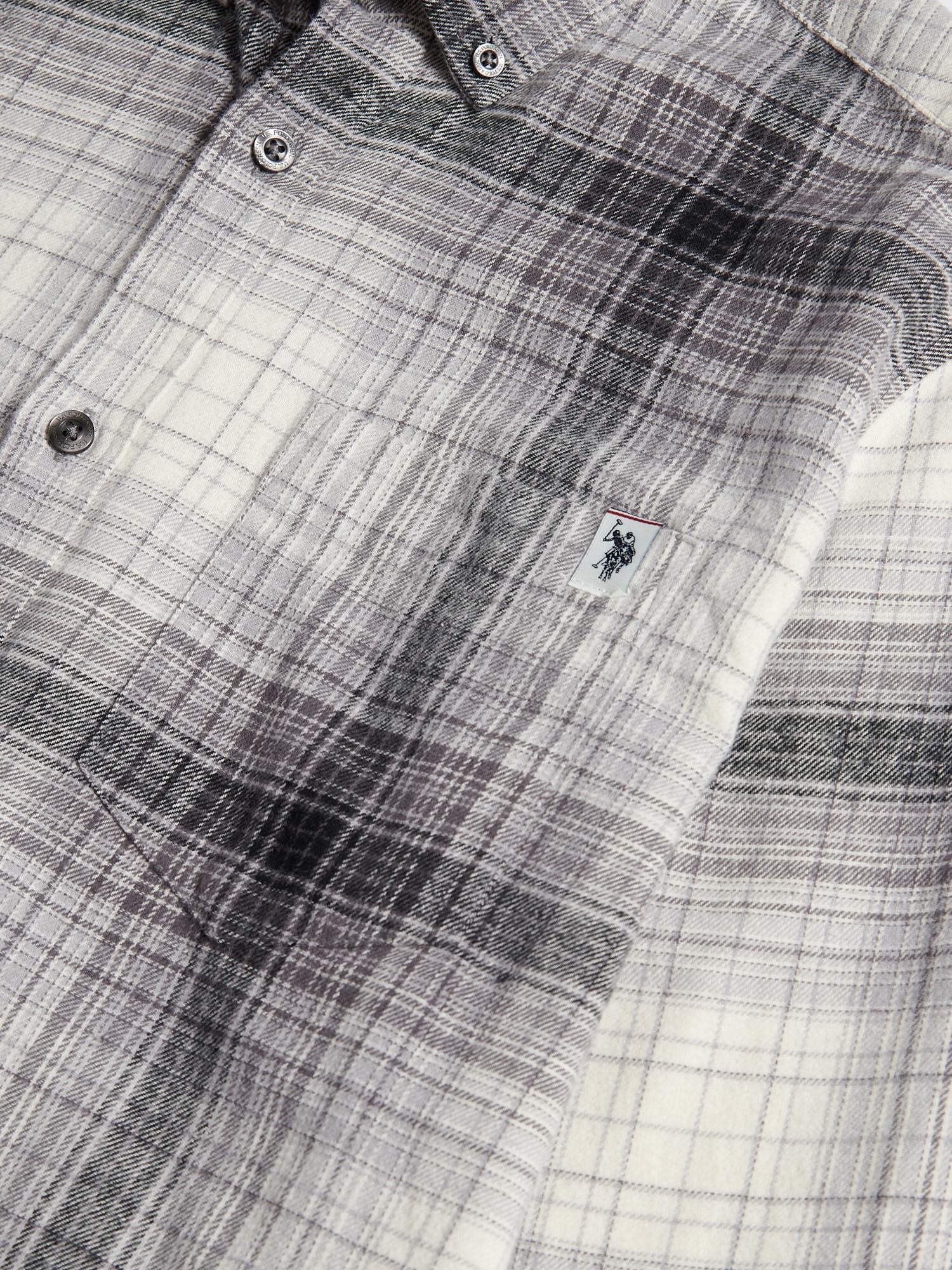 Mens Ombre Check Buttondown Shirt in Black - Image 8