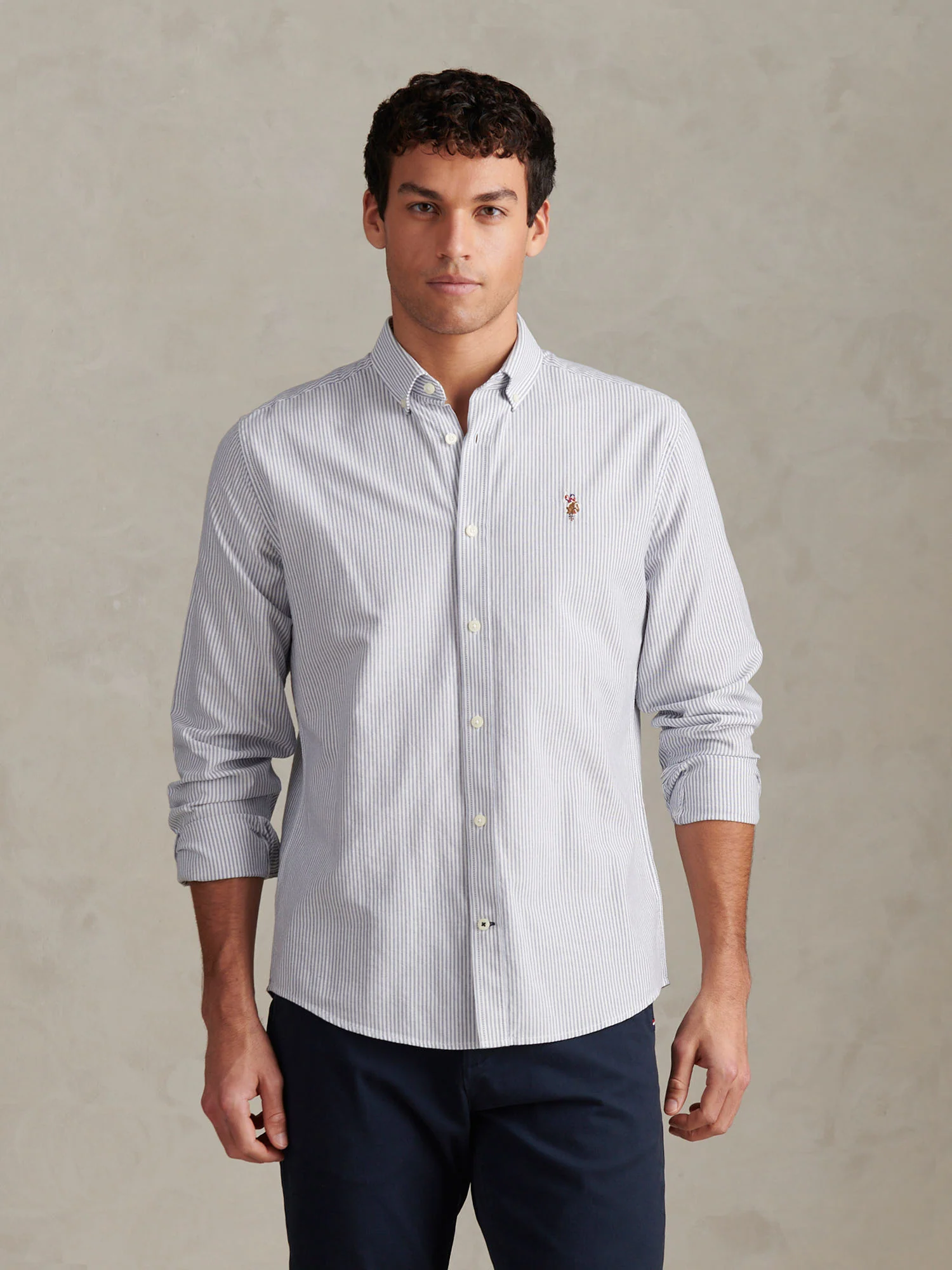 Mens Oxford Stripe Shirt Blue Yonder