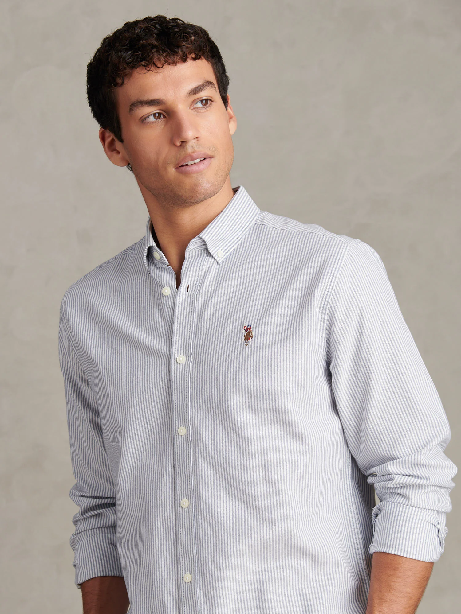 Mens Oxford Stripe Shirt Blue Yonder - Image 2