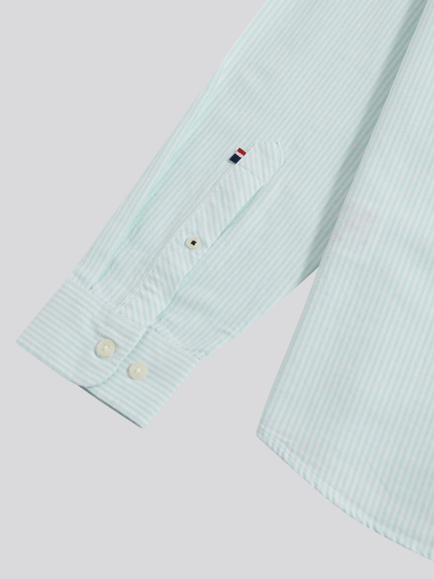 Mens Oxford Stripe Shirt Ice Green - Image 10