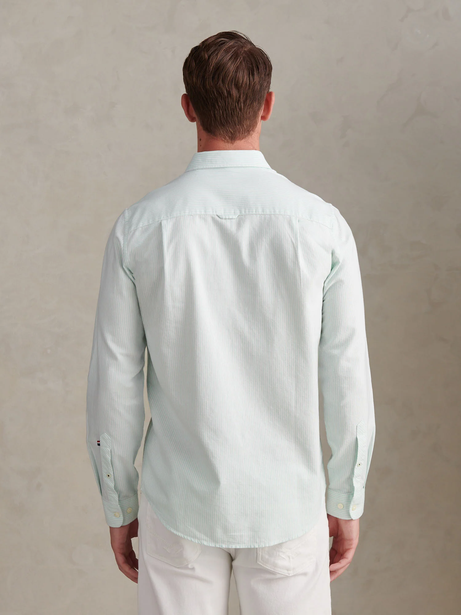 Mens Oxford Stripe Shirt Ice Green - Image 4