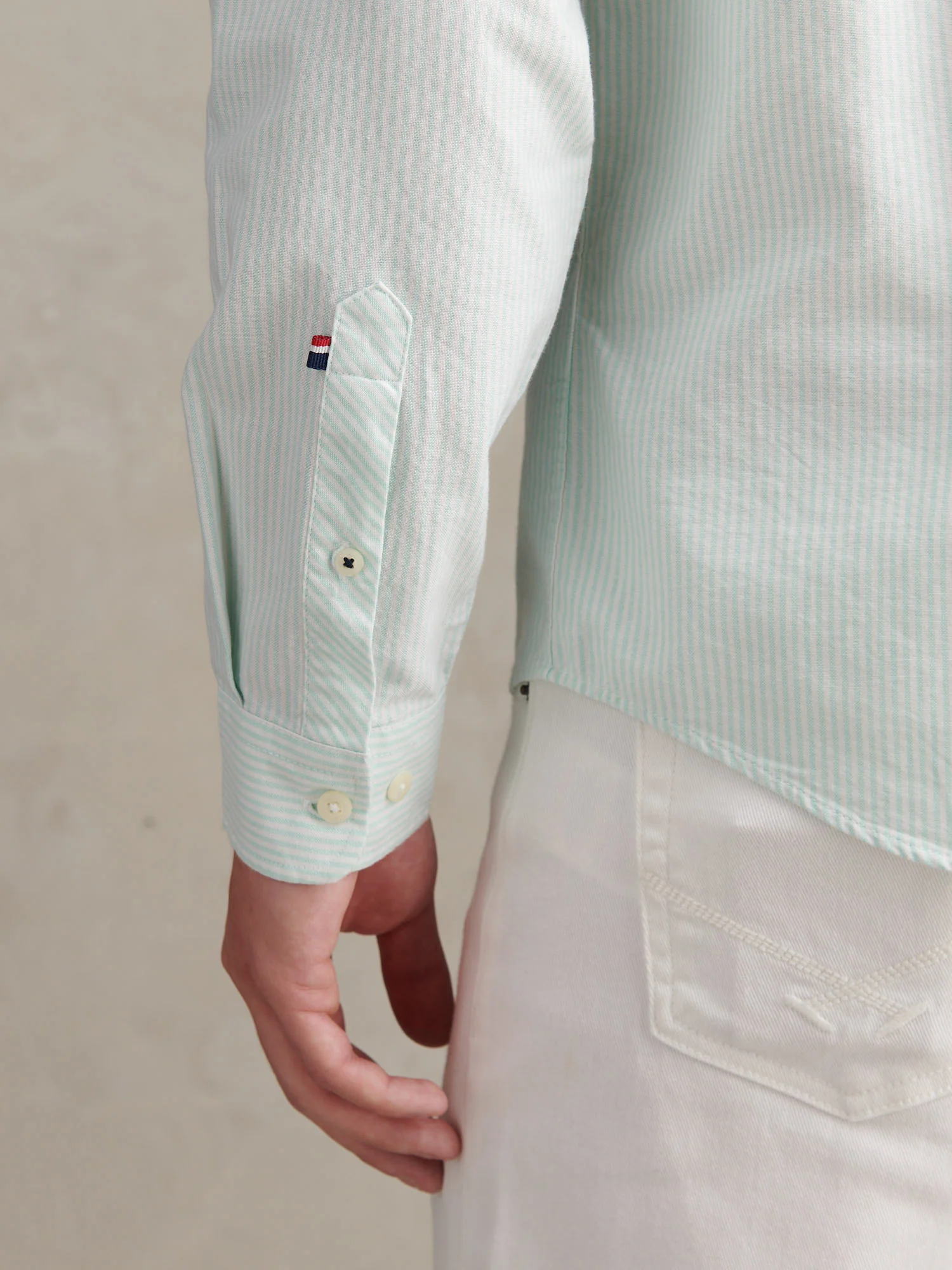 Mens Oxford Stripe Shirt Ice Green - Image 5