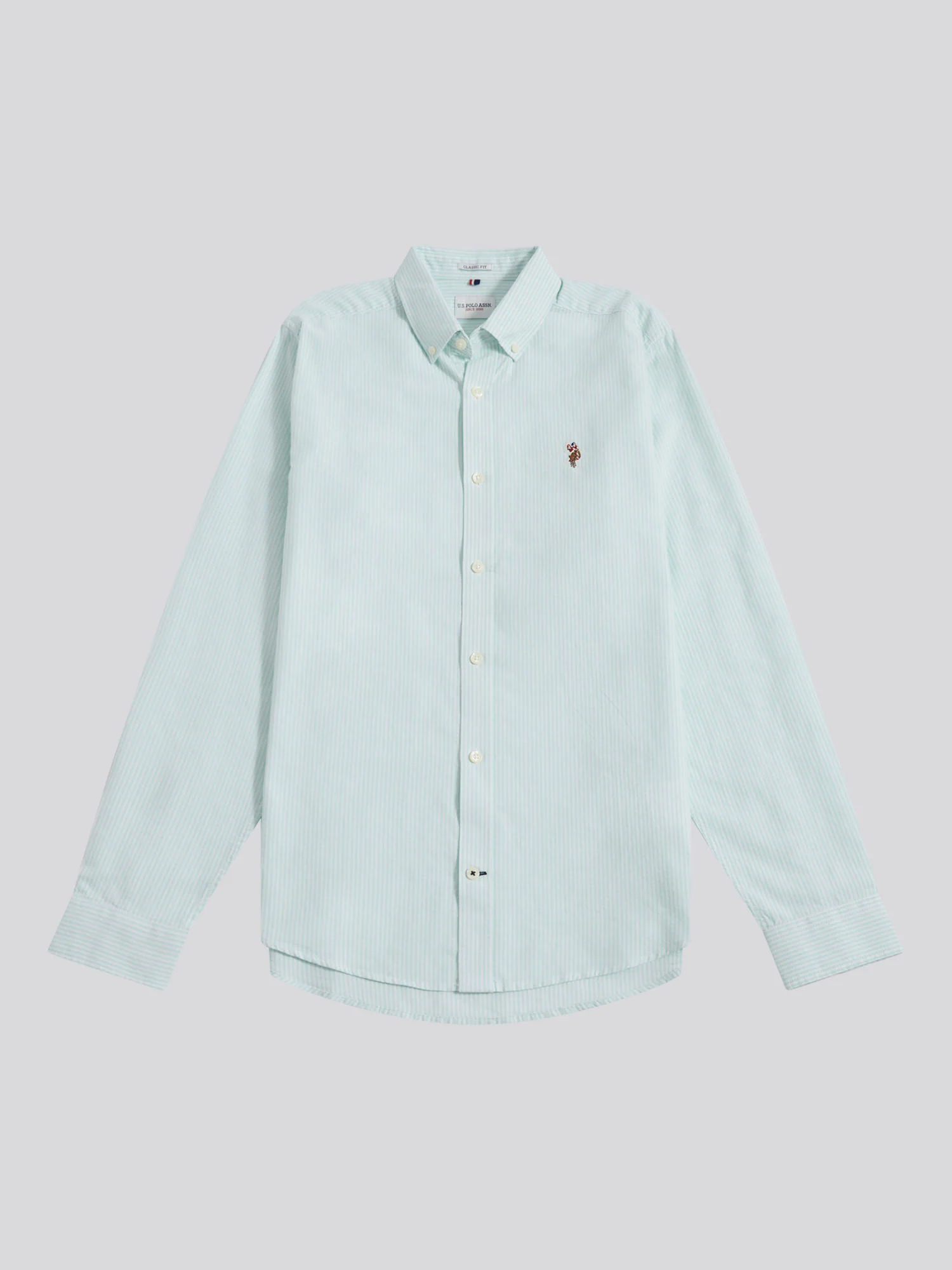 Mens Oxford Stripe Shirt Ice Green - Image 7